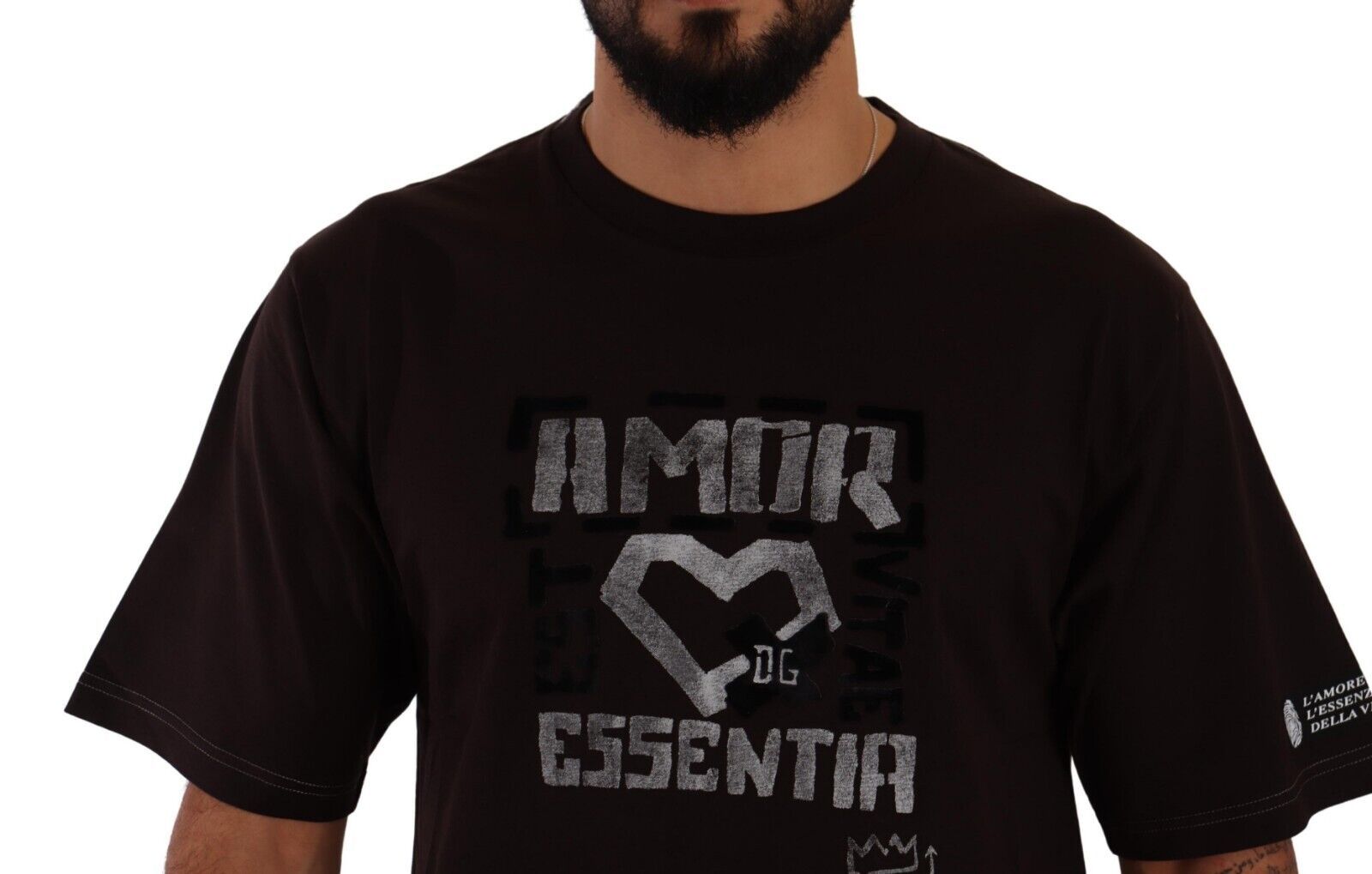 Tricou Dolce &amp; Gabbana elegant cu guler rotund L'Amore, vișiniu