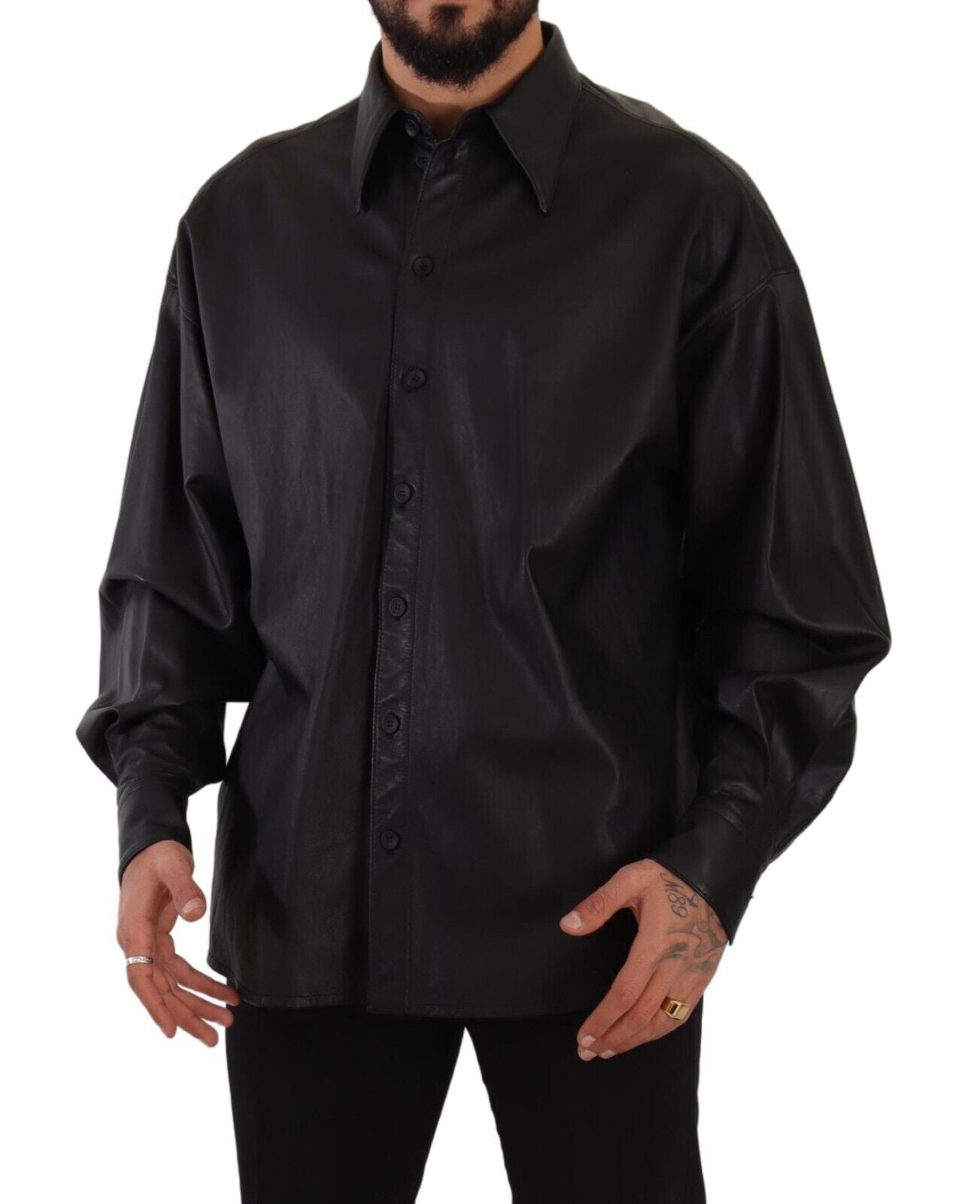Dolce &amp; Gabbana Elegante schwarze Lederjacke