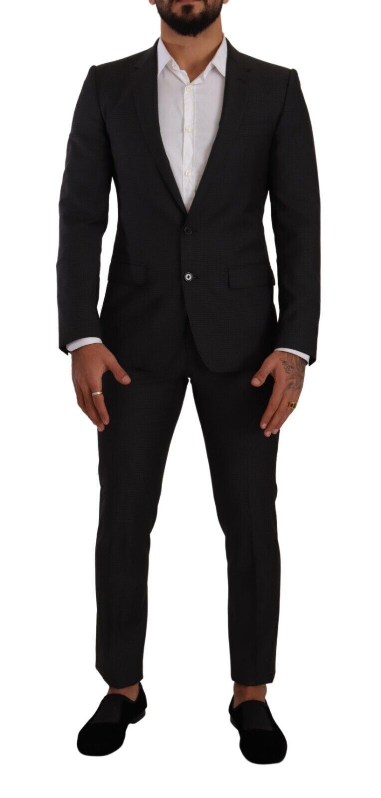 Dolce &amp; Gabbana Eleganter schwarzer Martini-Anzug aus Wolle