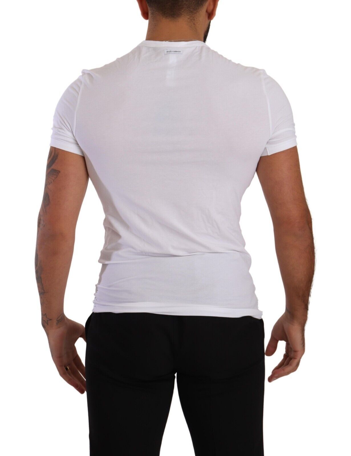 Tricou Dolce &amp; Gabbana elegant cu guler rotund din amestec de bumbac alb