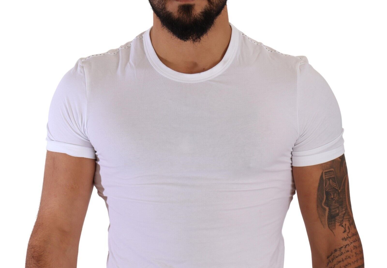 Tricou Dolce &amp; Gabbana elegant cu guler rotund din amestec de bumbac alb