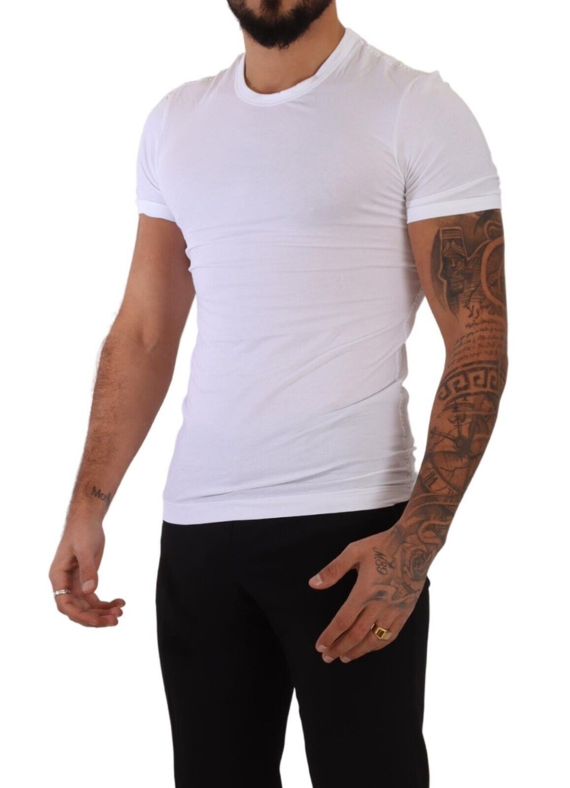 Tricou Dolce &amp; Gabbana elegant cu guler rotund din amestec de bumbac alb