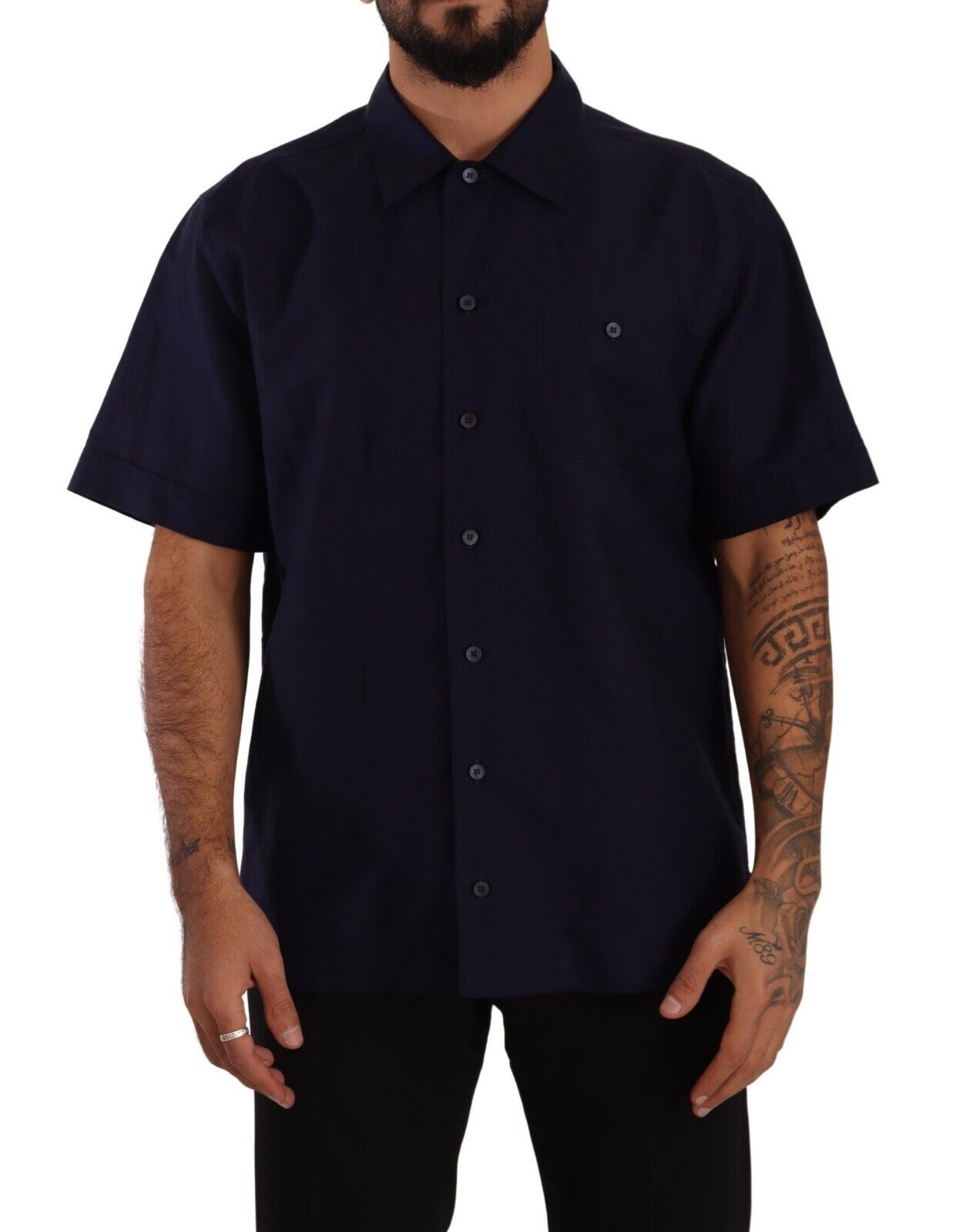 Dolce &amp; Gabbana Elegantes marineblaues Button-Down-Freizeithemd