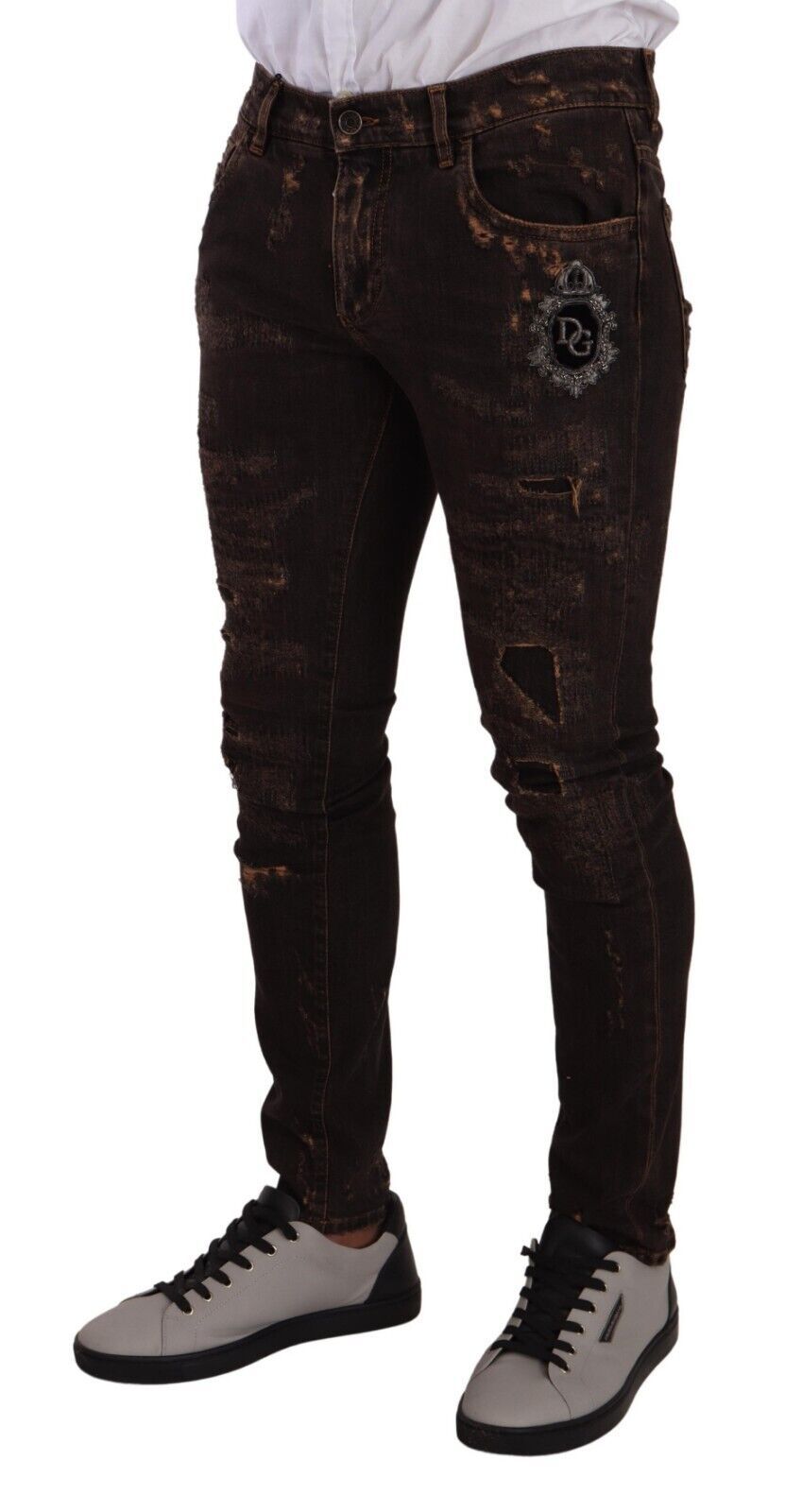 Dolce &amp; Gabbana – Slim Fit Skinny-Jeans im Distressed-Look