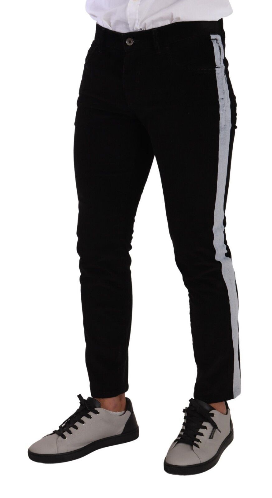 Dolce &amp; Gabbana Elegante Slim-Fit-Jeans aus schwarzer Baumwolle