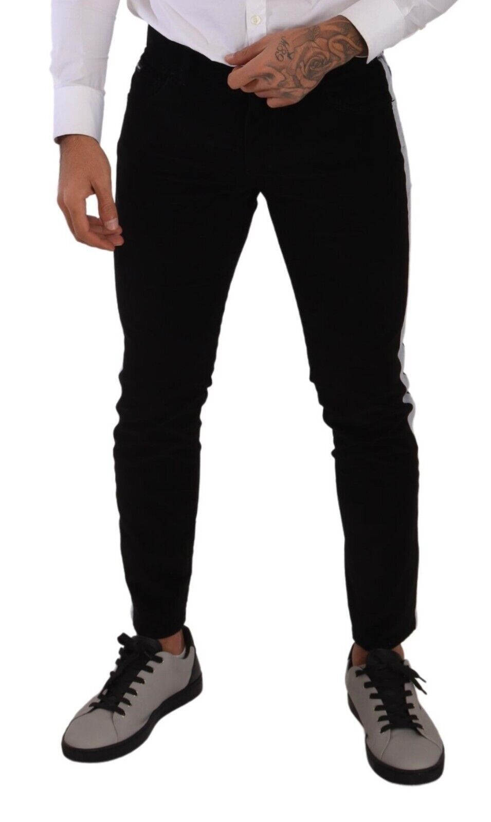 Dolce &amp; Gabbana Elegante Slim-Fit-Jeans aus schwarzer Baumwolle