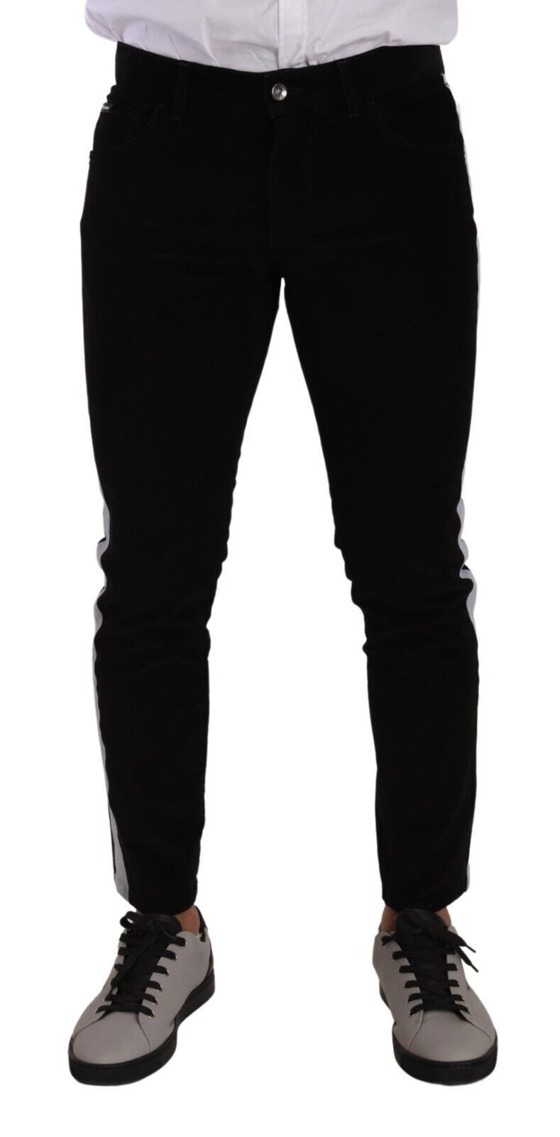 Dolce &amp; Gabbana Elegante Slim-Fit-Jeans aus schwarzer Baumwolle
