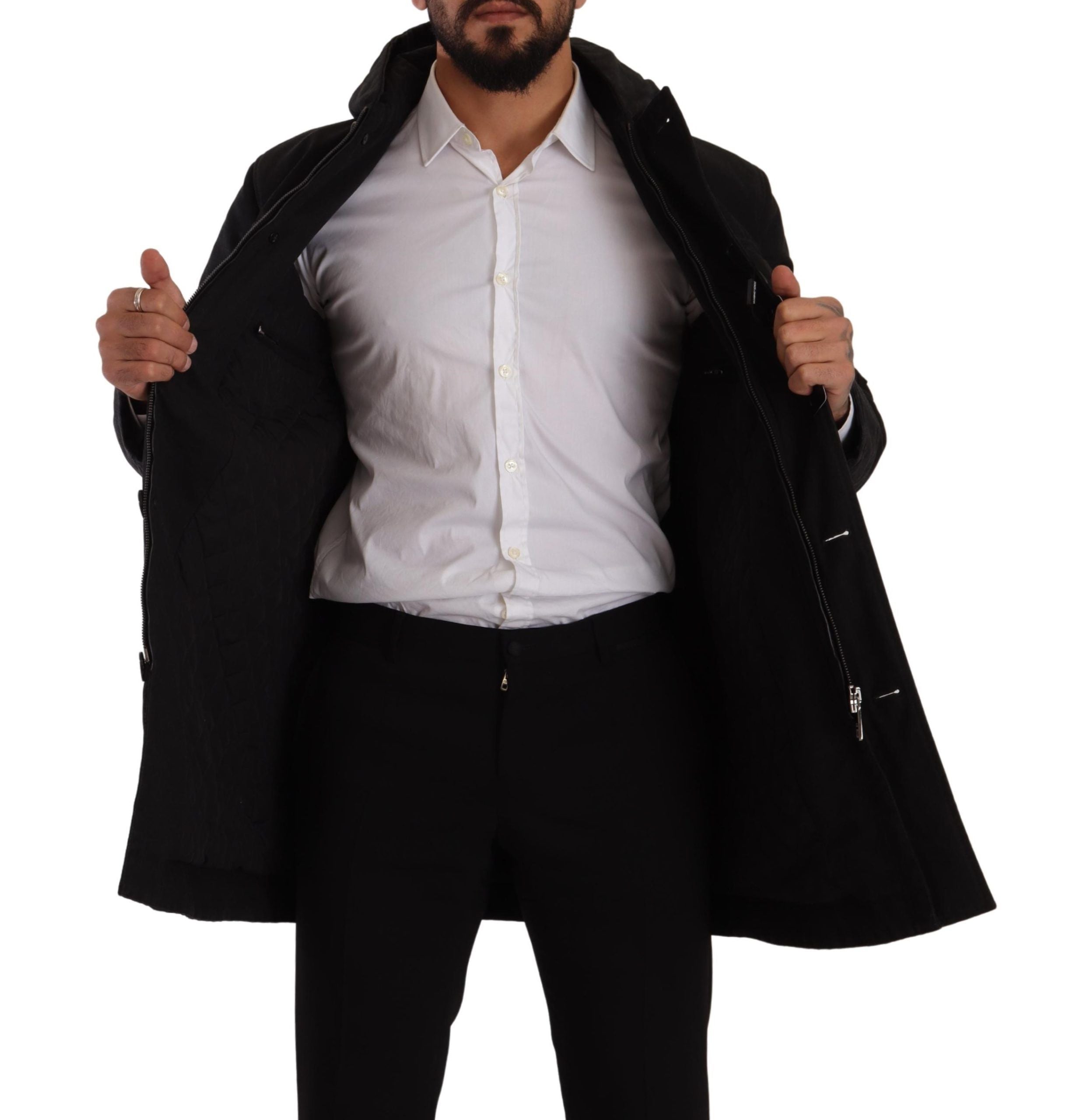 Dolce &amp; Gabbana Elegante schwarze Parka-Kapuzenjacke