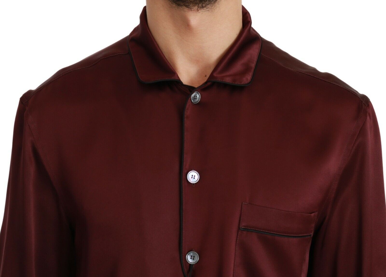 Cămașă Dolce &amp; Gabbana Bordeaux din mătase, inspirată de pijamale