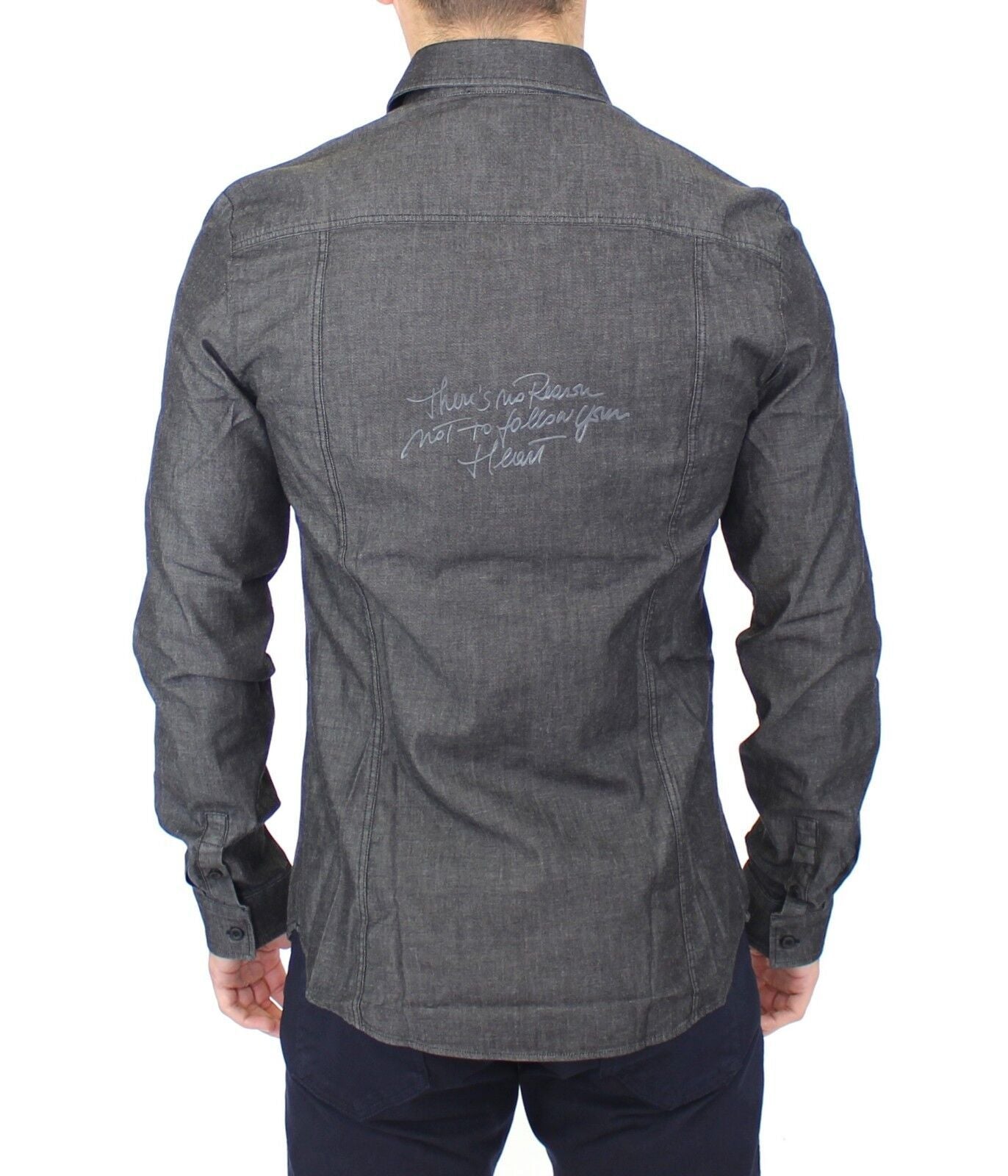 Ermanno Scervino Elegantes graues Stretch-Denim-Freizeithemd