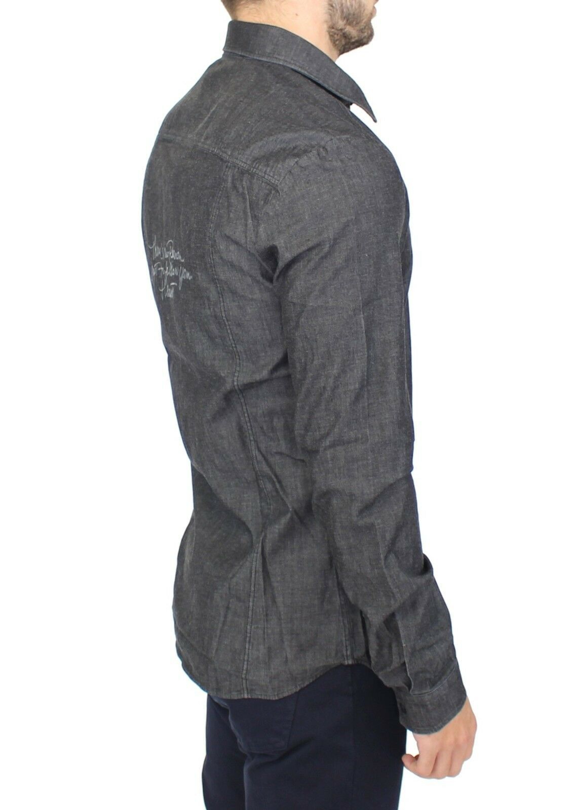 Ermanno Scervino Elegantes graues Stretch-Denim-Freizeithemd