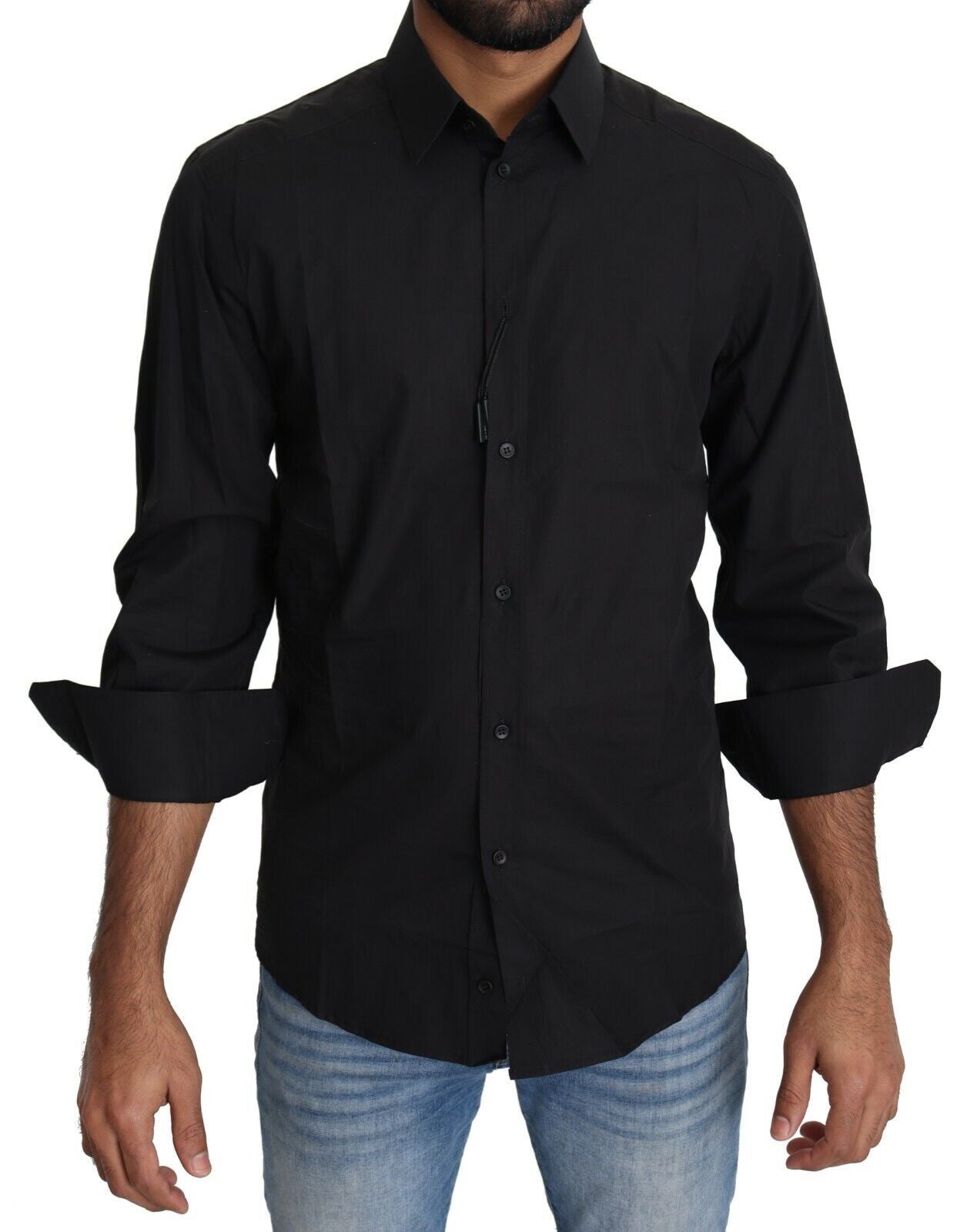 Dolce &amp; Gabbana Elegantes schwarzes Slim Fit-Hemd