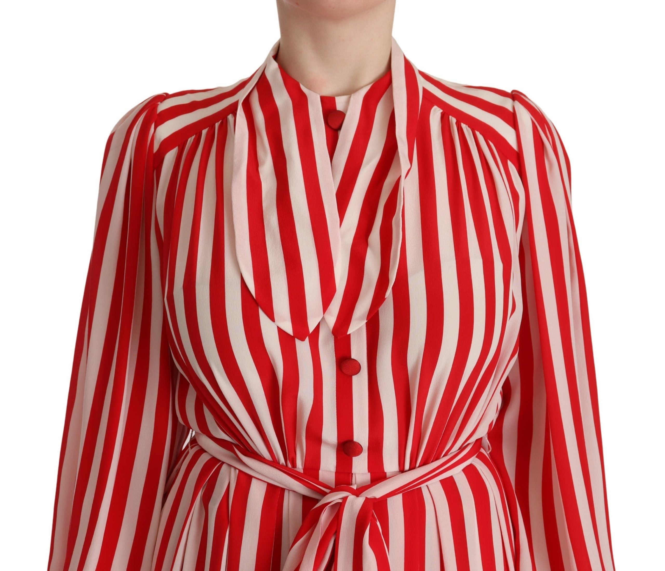 Dolce &amp; Gabbana Elegantes gestreiftes Maxikleid aus Seide