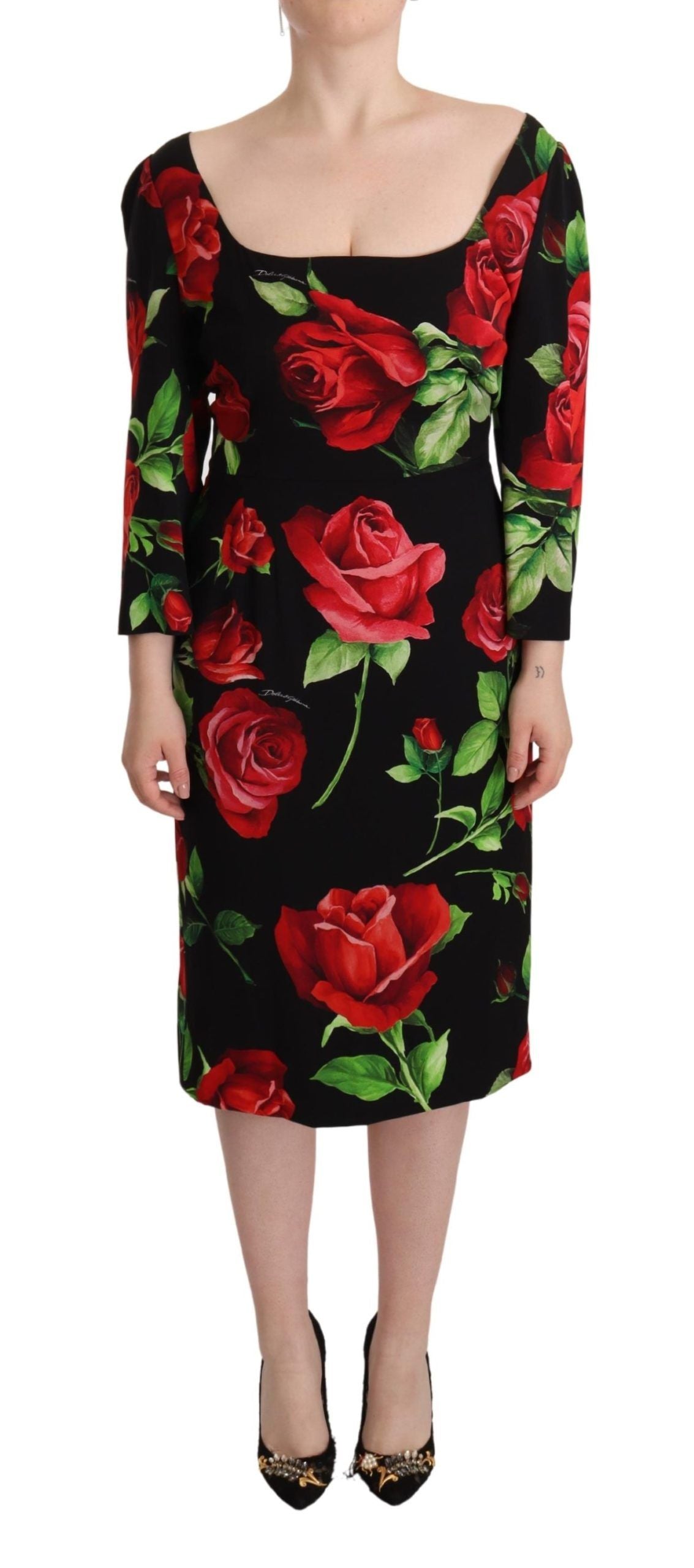 Rochie elegantă Dolce &amp; Gabbana cu imprimeu floral și țesătură din mătase