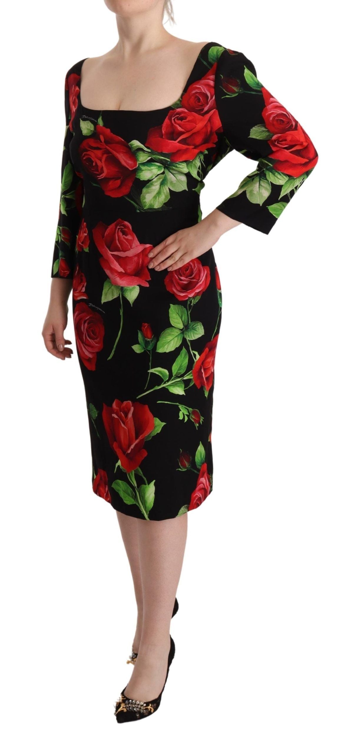 Rochie elegantă Dolce &amp; Gabbana cu imprimeu floral și țesătură din mătase