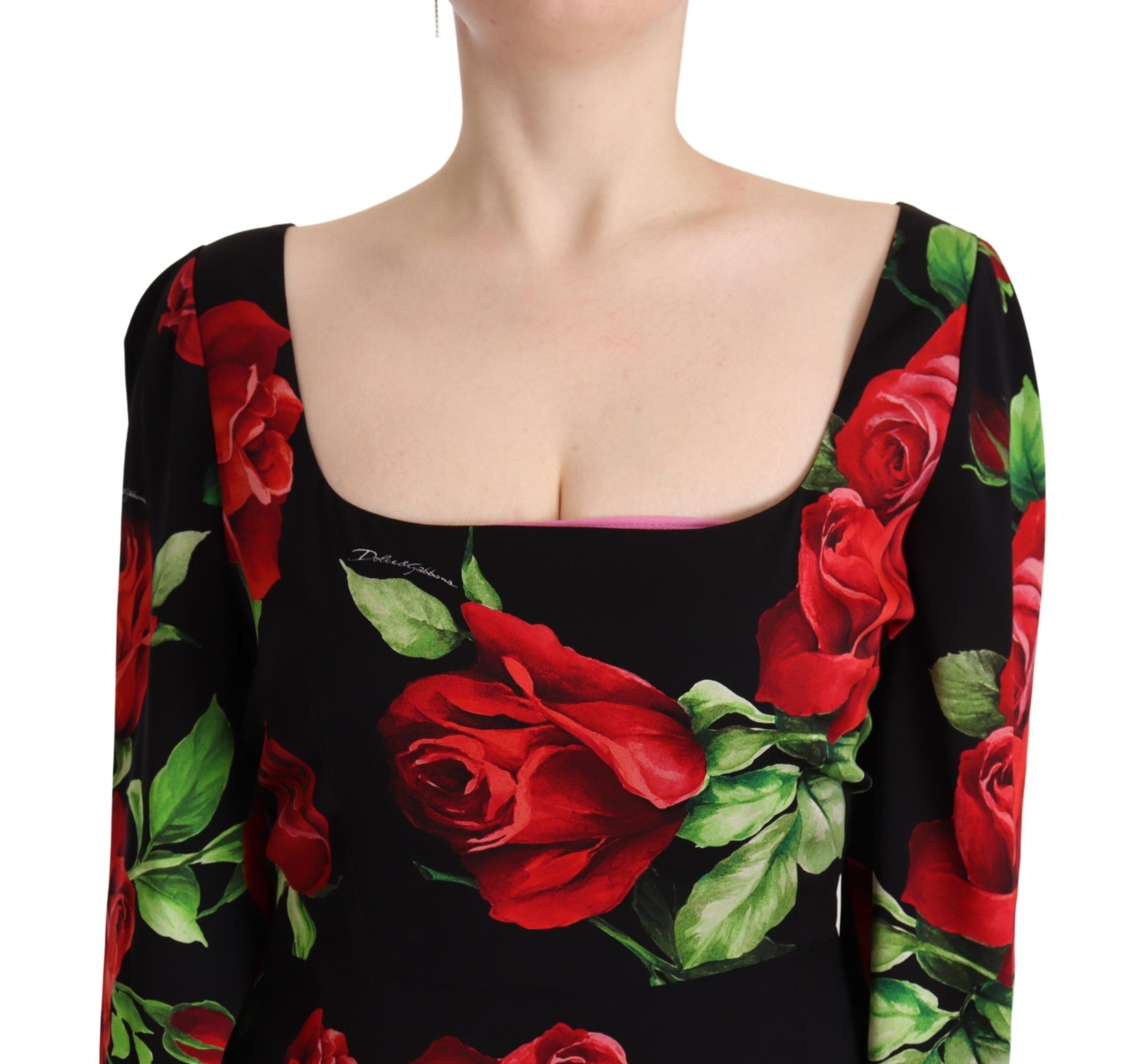 Dolce &amp; Gabbana Elegantes Etuikleid aus Seide mit Blumendruck