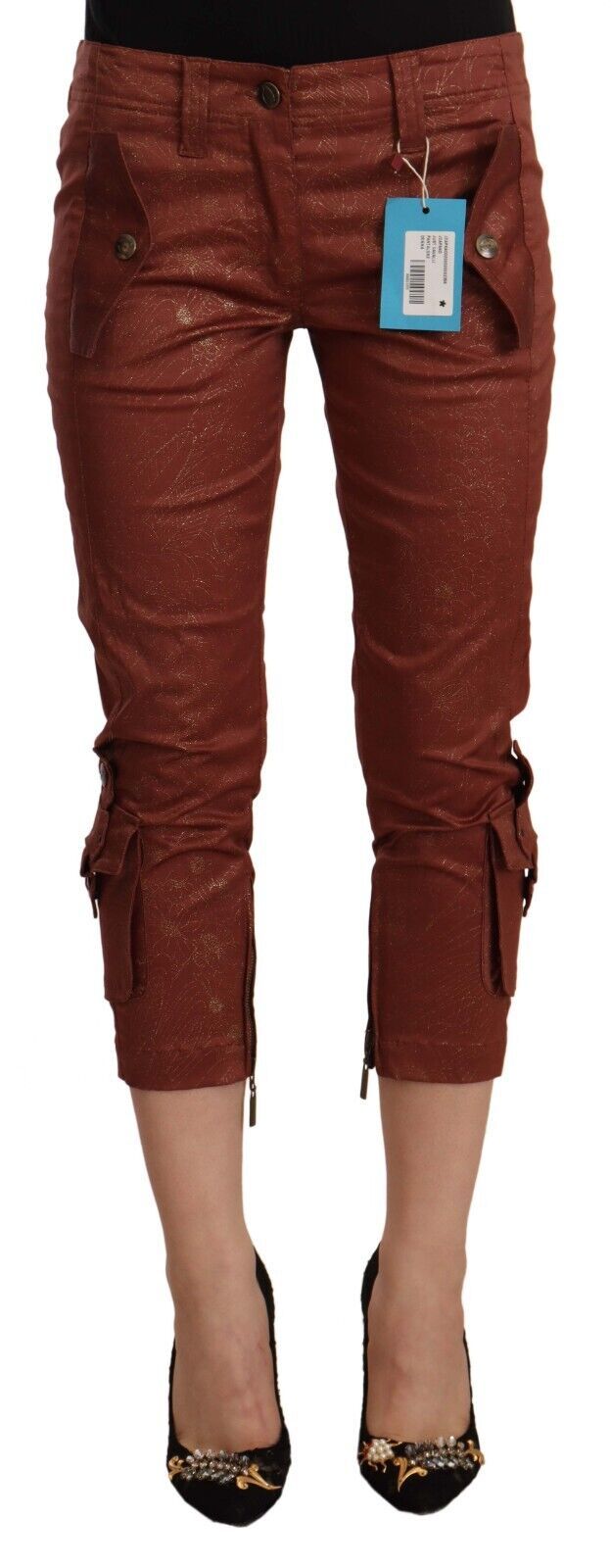 Pantaloni eleganți crop din bumbac cu talie medie Just Cavalli