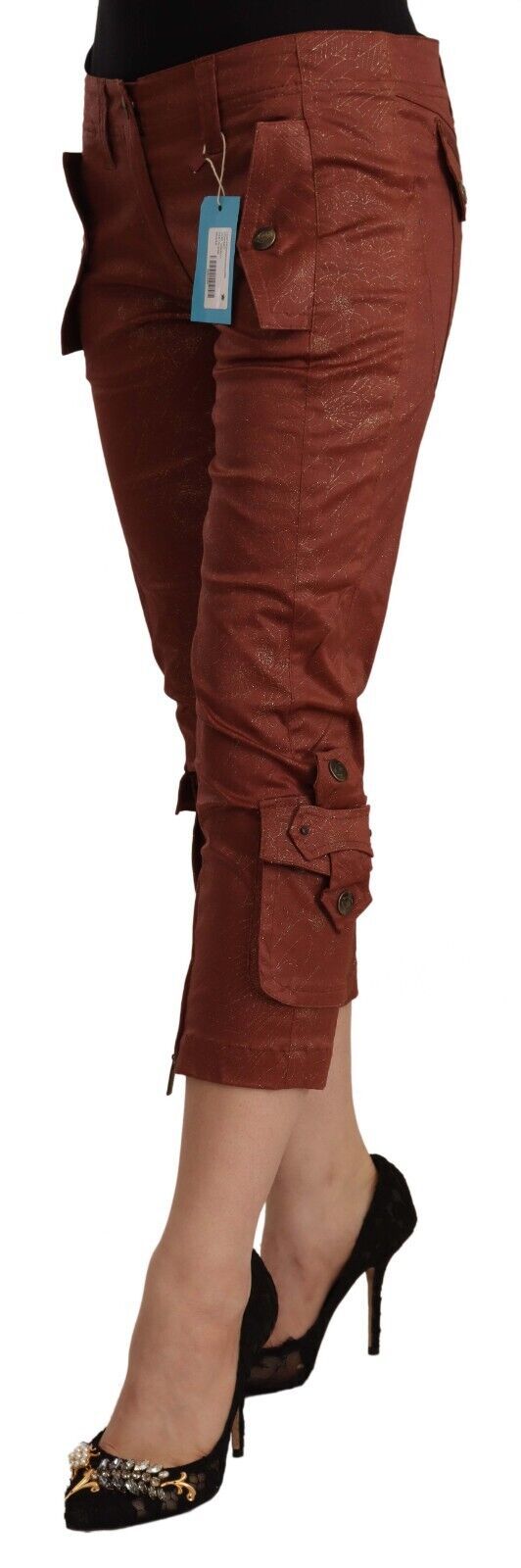 Pantaloni eleganți crop din bumbac cu talie medie Just Cavalli