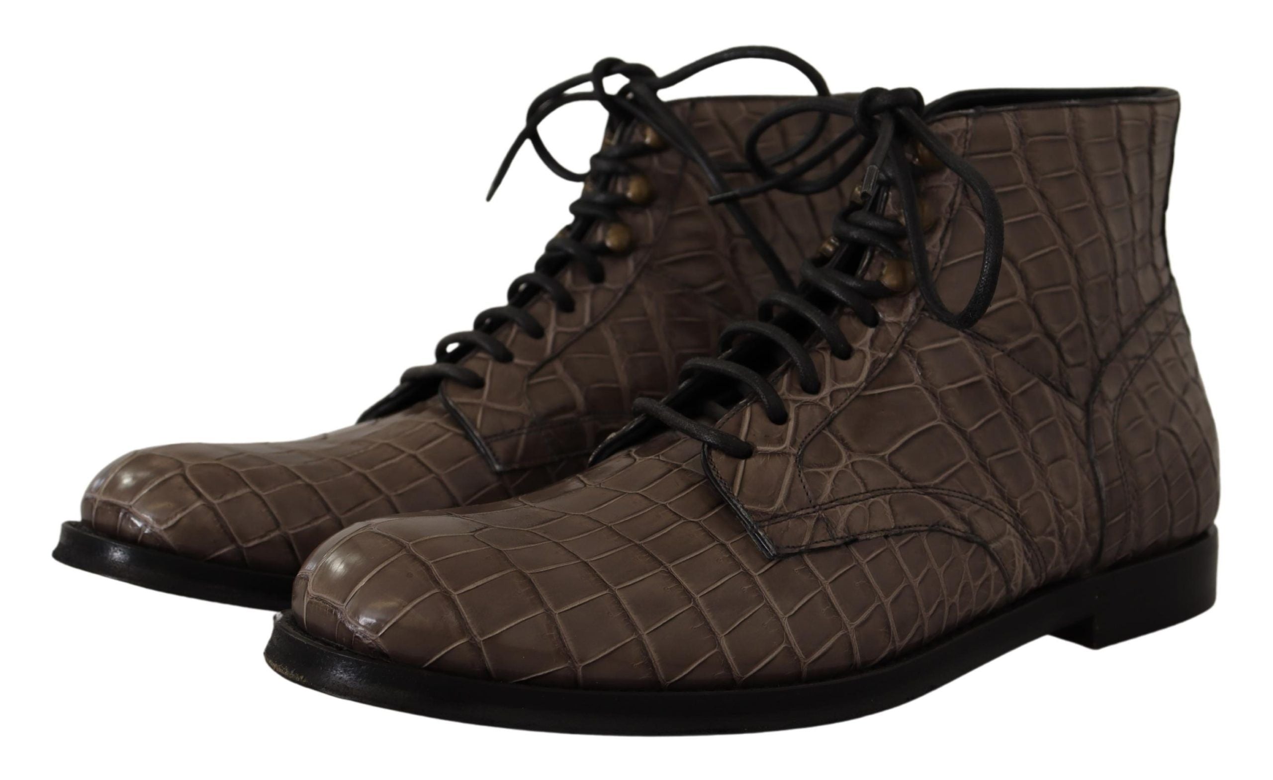 Dolce &amp; Gabbana Elegante Krokodil-Derby-Brogue-Stiefel