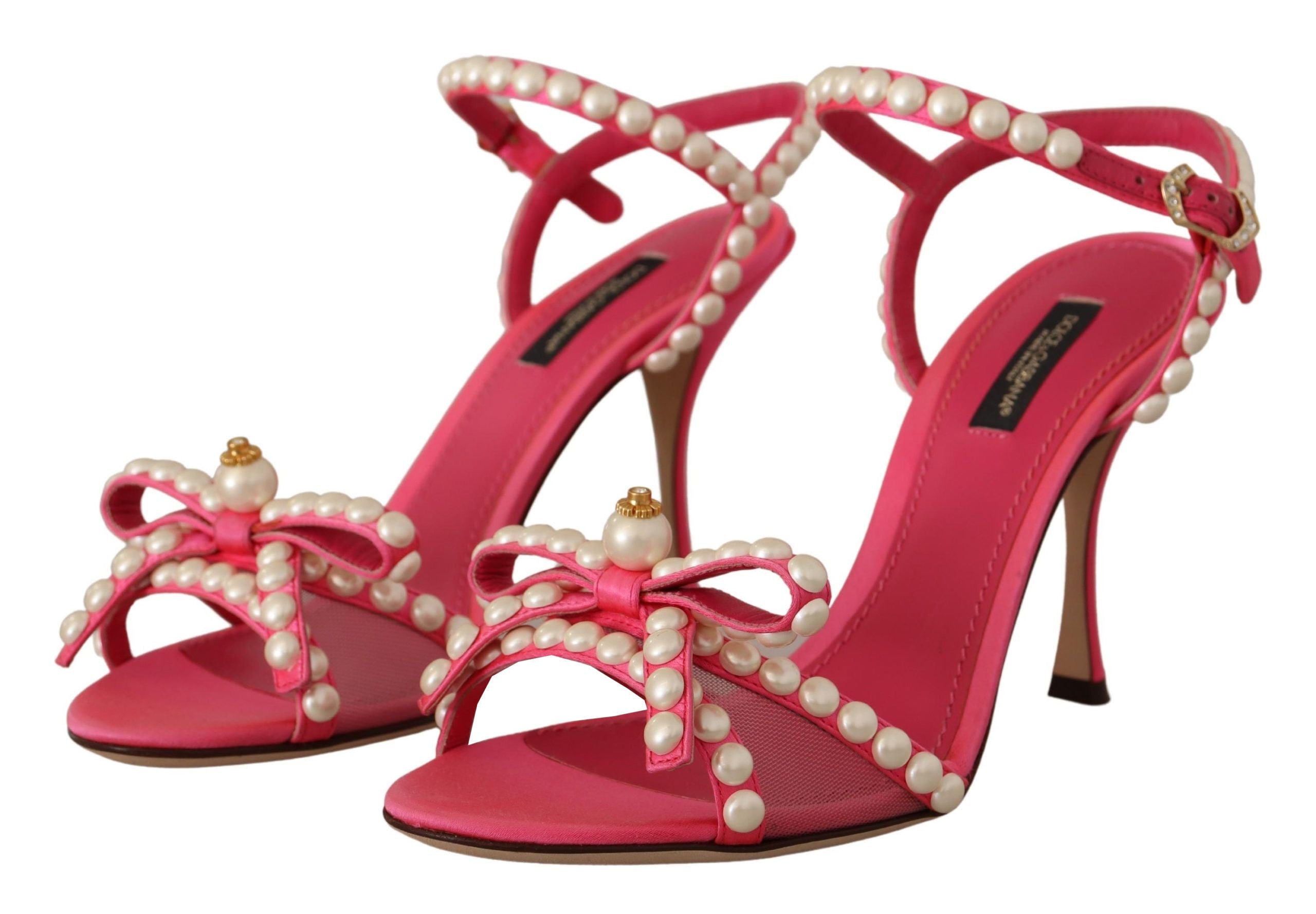 Dolce &amp; Gabbana – Elegante Sandalen mit rosa Perlenverzierung