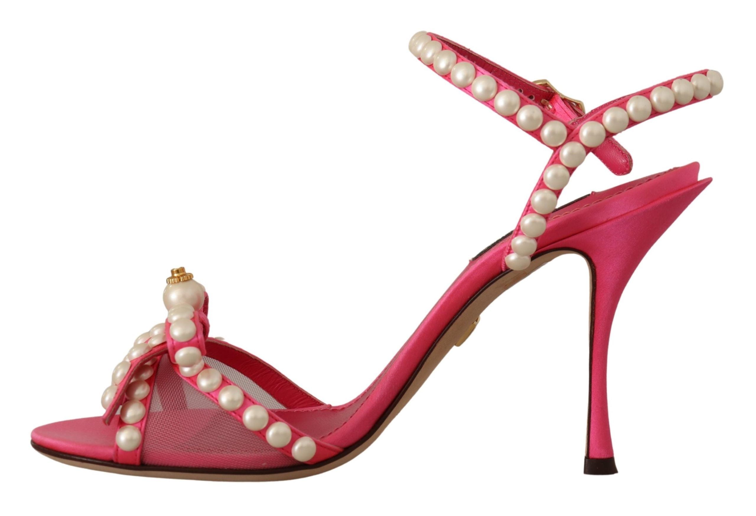 Dolce &amp; Gabbana – Elegante Sandalen mit rosa Perlenverzierung