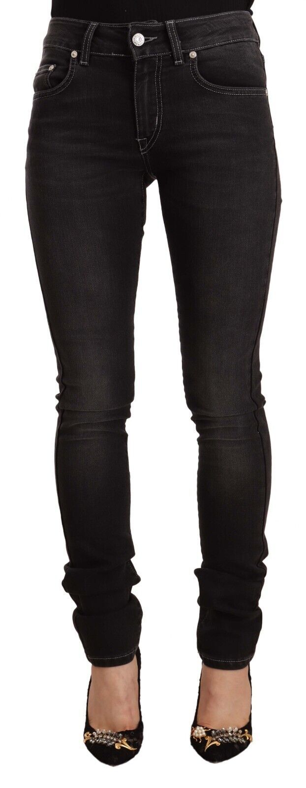 GF Ferre Chic – Slim Fit-Jeans mit mittlerer Taille, verwaschen, schwarz