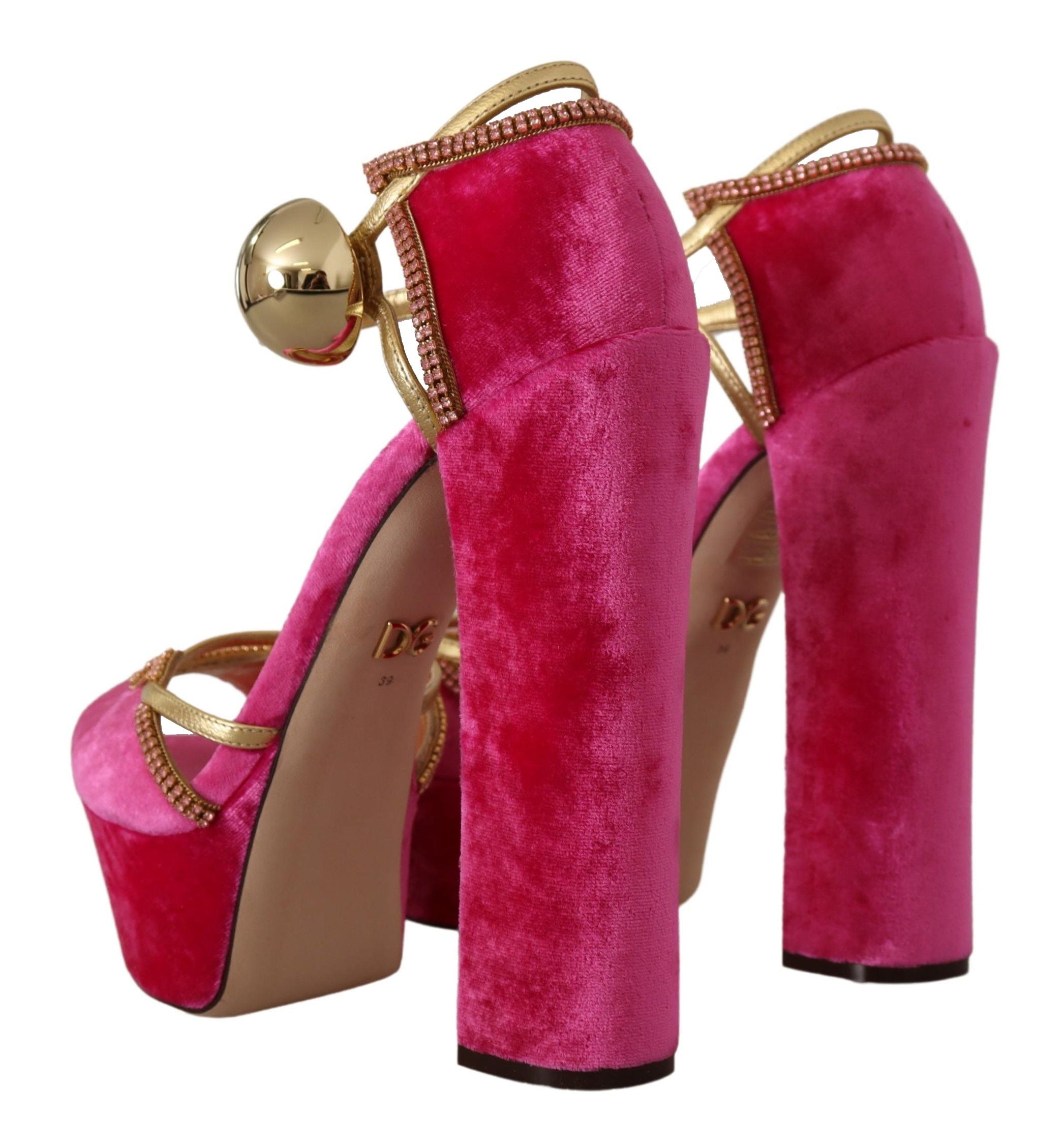 Sandale Dolce &amp; Gabbana Ethereal Pink Velvet Crystal