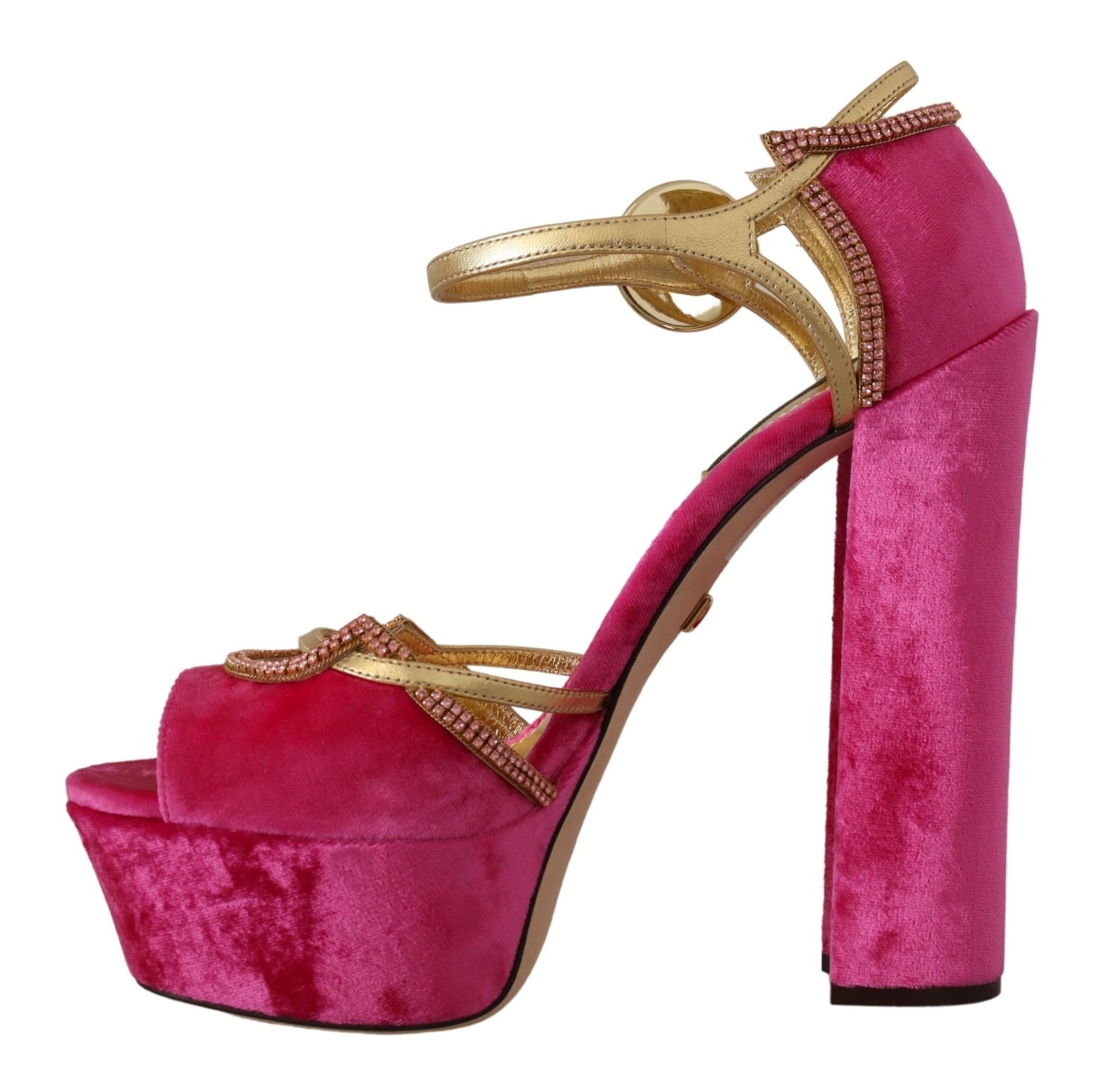 Sandale Dolce &amp; Gabbana Ethereal Pink Velvet Crystal