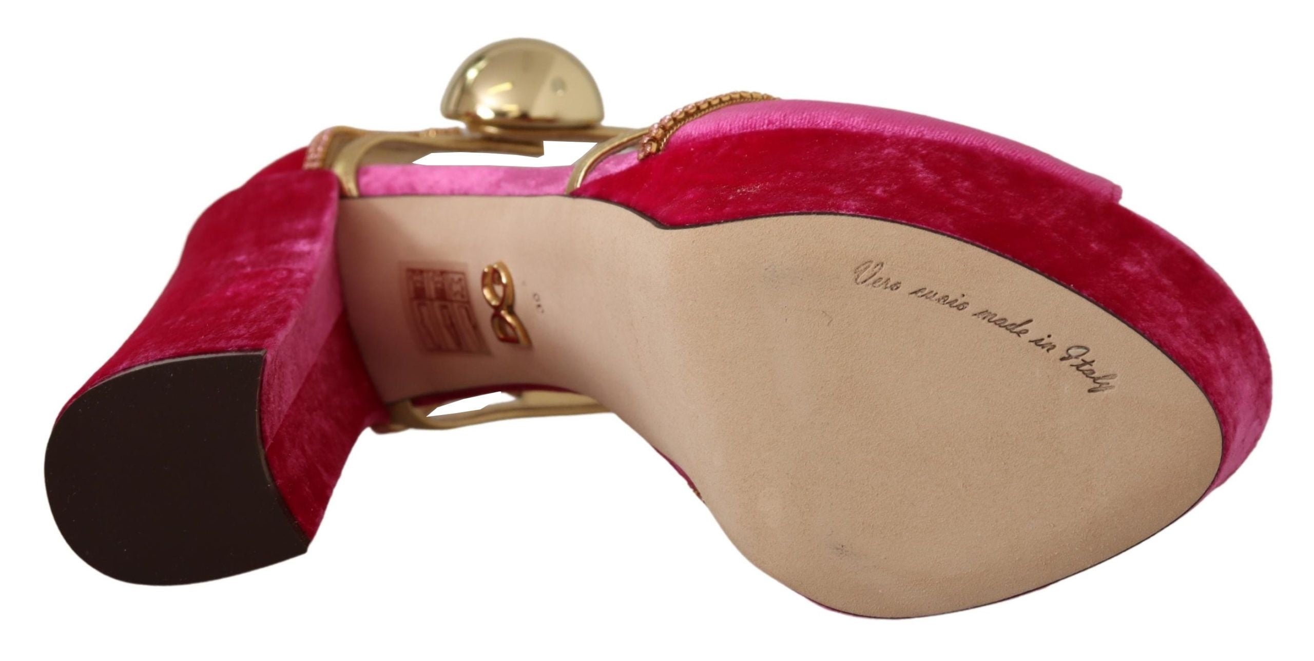 Sandale Dolce &amp; Gabbana Ethereal Pink Velvet Crystal