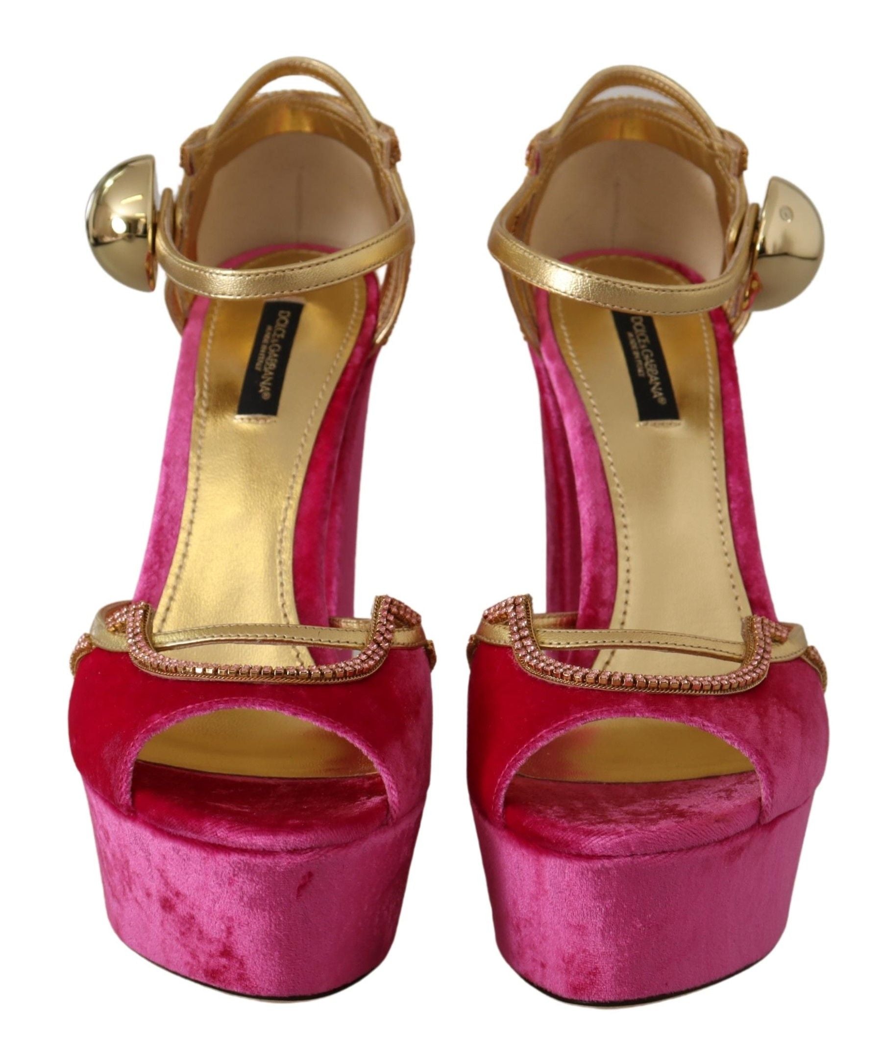 Sandale Dolce &amp; Gabbana Ethereal Pink Velvet Crystal