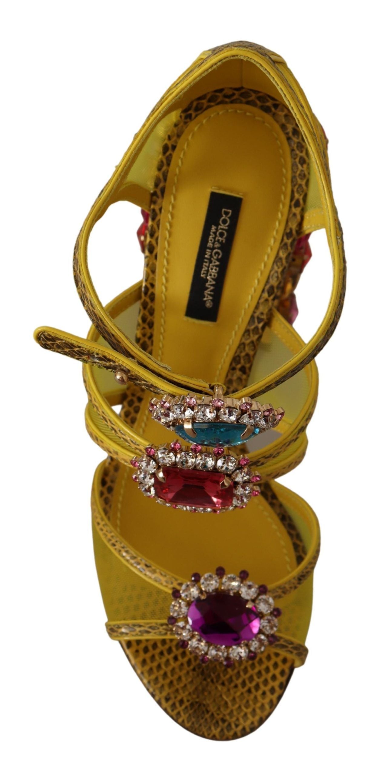 Sandale Dolce &amp; Gabbana din piele galbenă cu cristale superbe