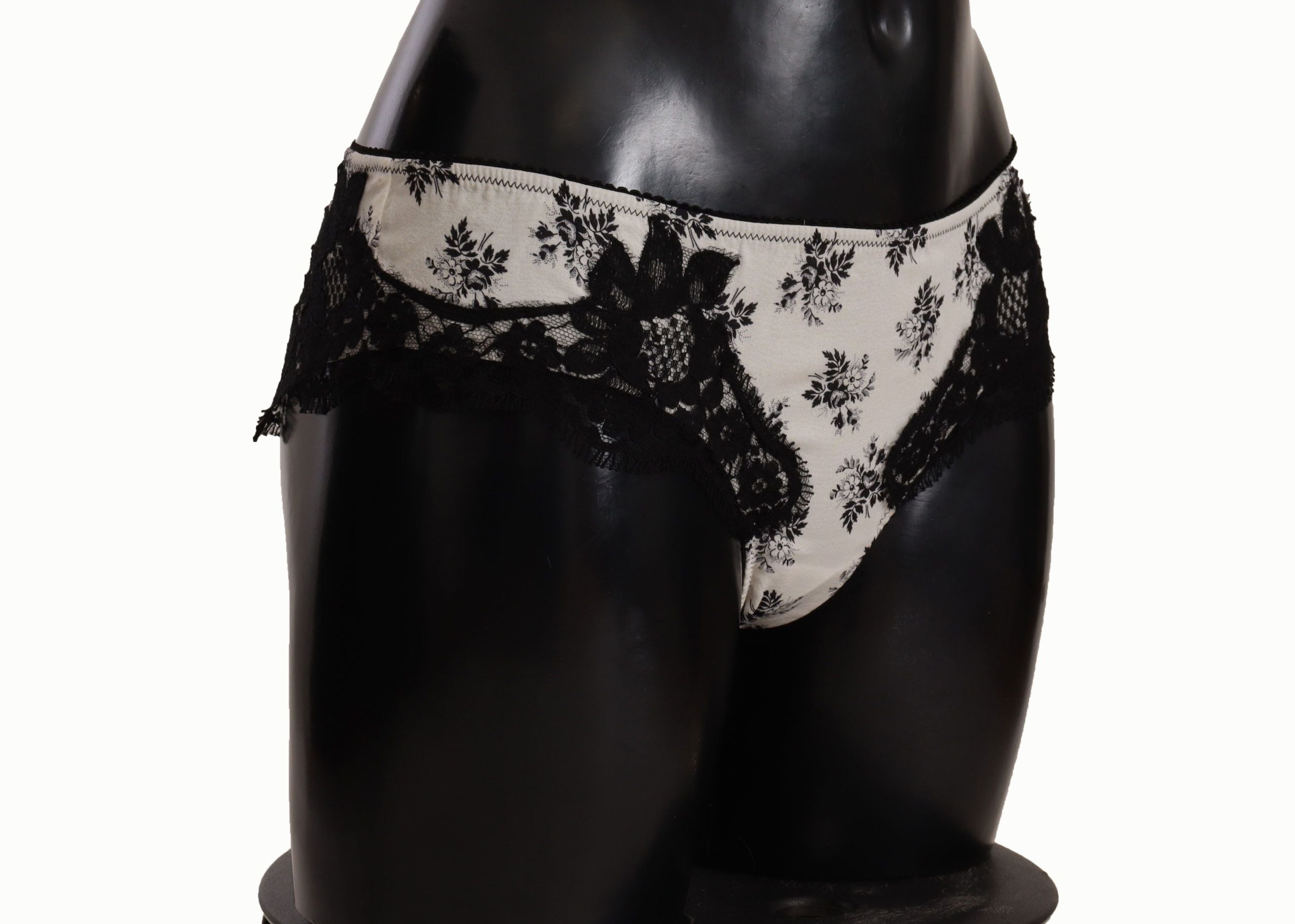 Dolce &amp; Gabbana Eleganter Slip aus weißer Spitze und Seide