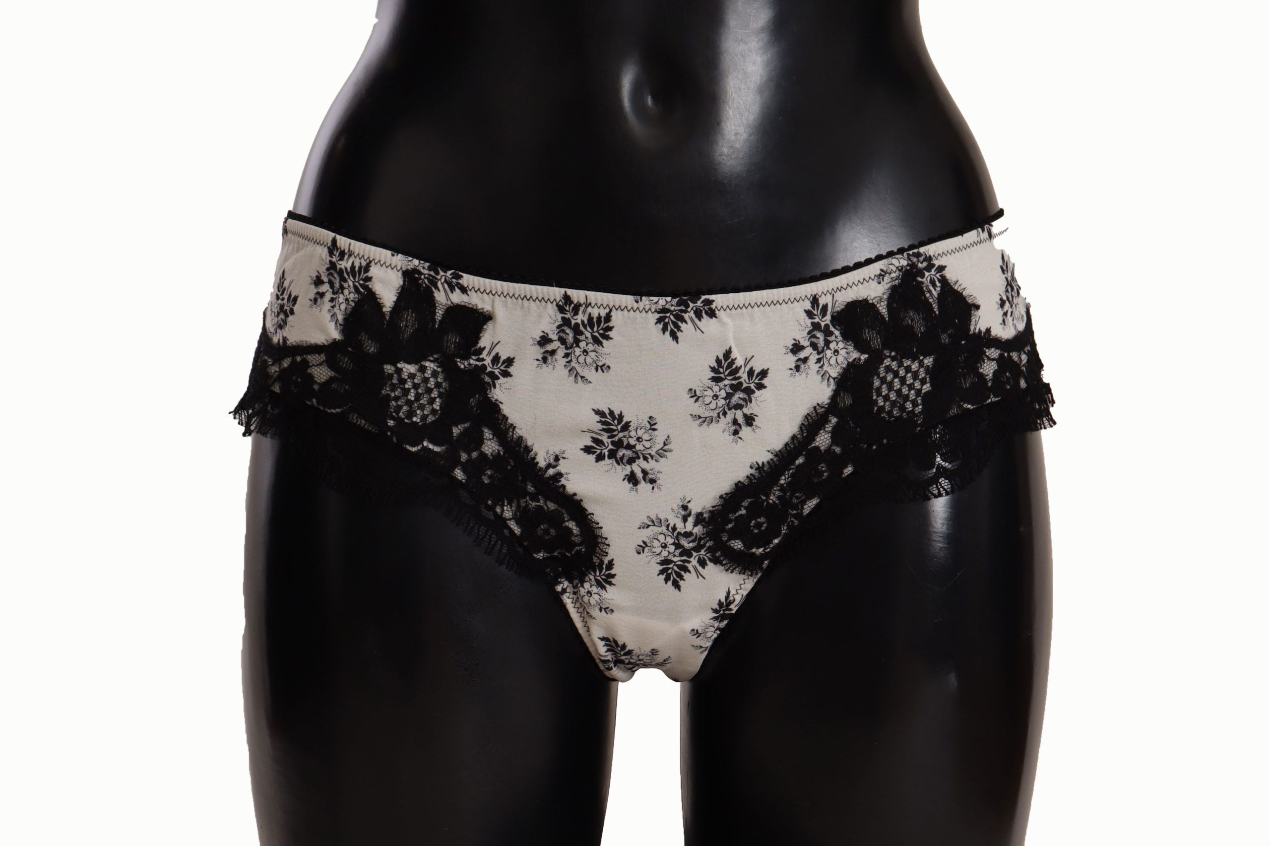 Dolce &amp; Gabbana Eleganter Slip aus weißer Spitze und Seide
