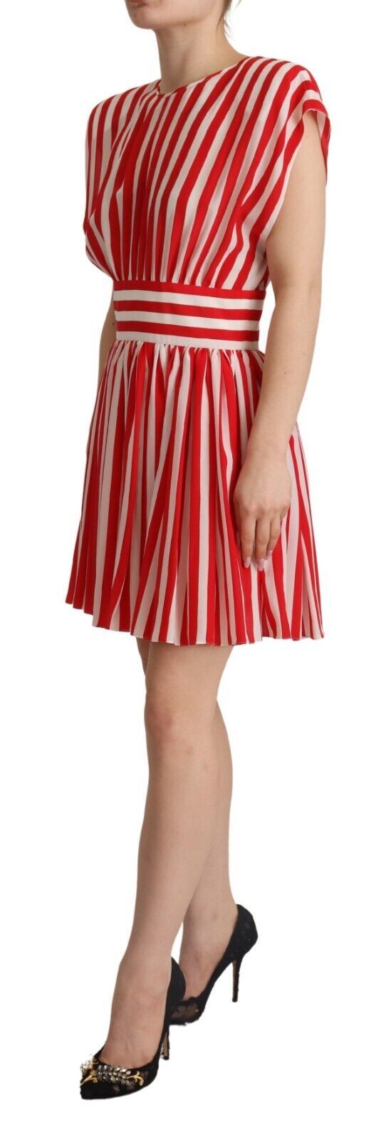 Rochie mini elegantă cu dungi din mătase, Dolce &amp; Gabbana