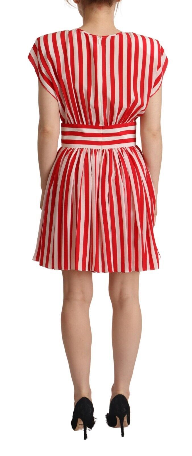 Rochie mini elegantă cu dungi din mătase, Dolce &amp; Gabbana