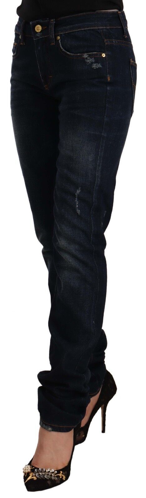 GF Ferre Chic Skinny Jeans mit mittlerer Taille in dunkelblauer Waschung