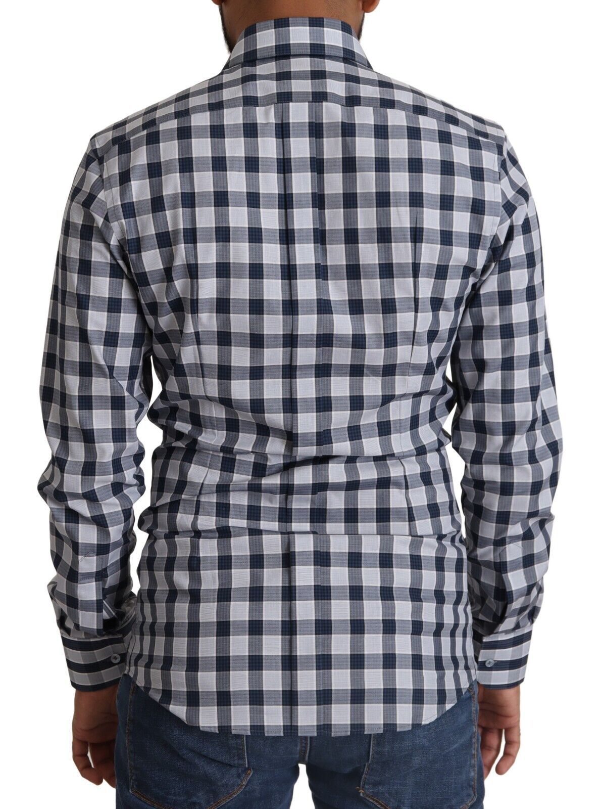 Dolce &amp; Gabbana – Elegantes, blau-weiß kariertes Slim-Fit-Hemd