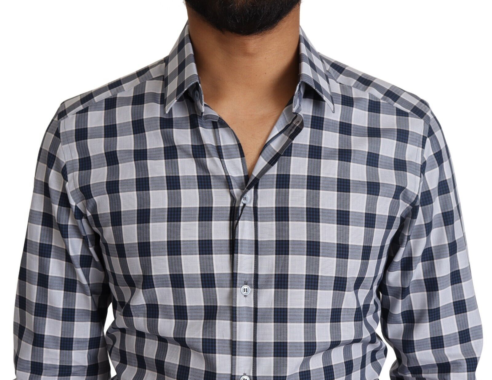 Dolce &amp; Gabbana – Elegantes, blau-weiß kariertes Slim-Fit-Hemd