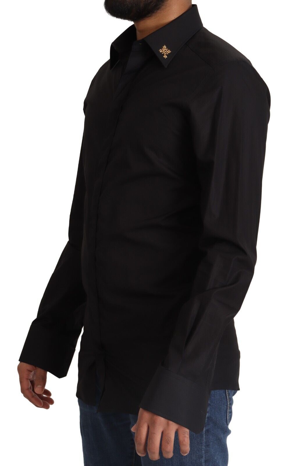 Dolce &amp; Gabbana Elegantes Slim Fit Hemd aus schwarzer Baumwolle