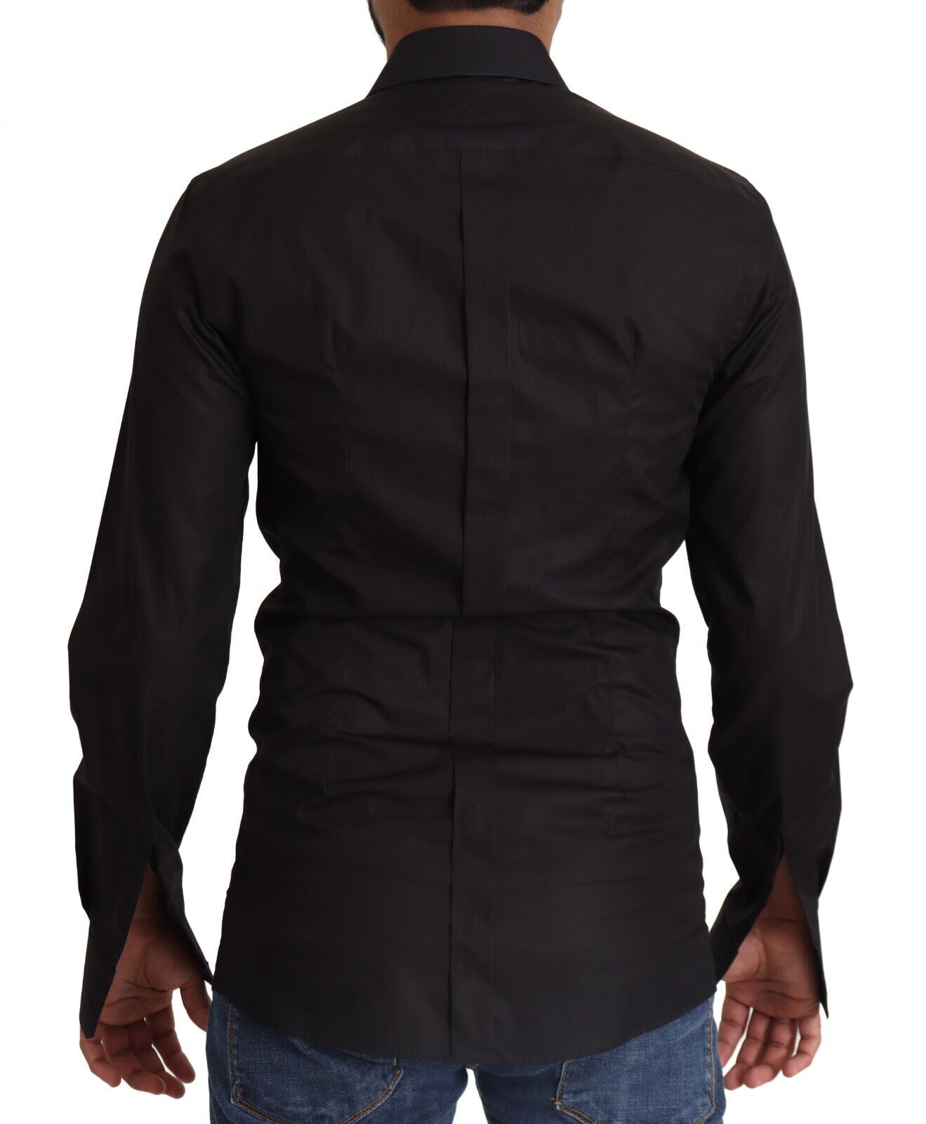 Dolce &amp; Gabbana Elegantes Slim Fit Hemd aus schwarzer Baumwolle
