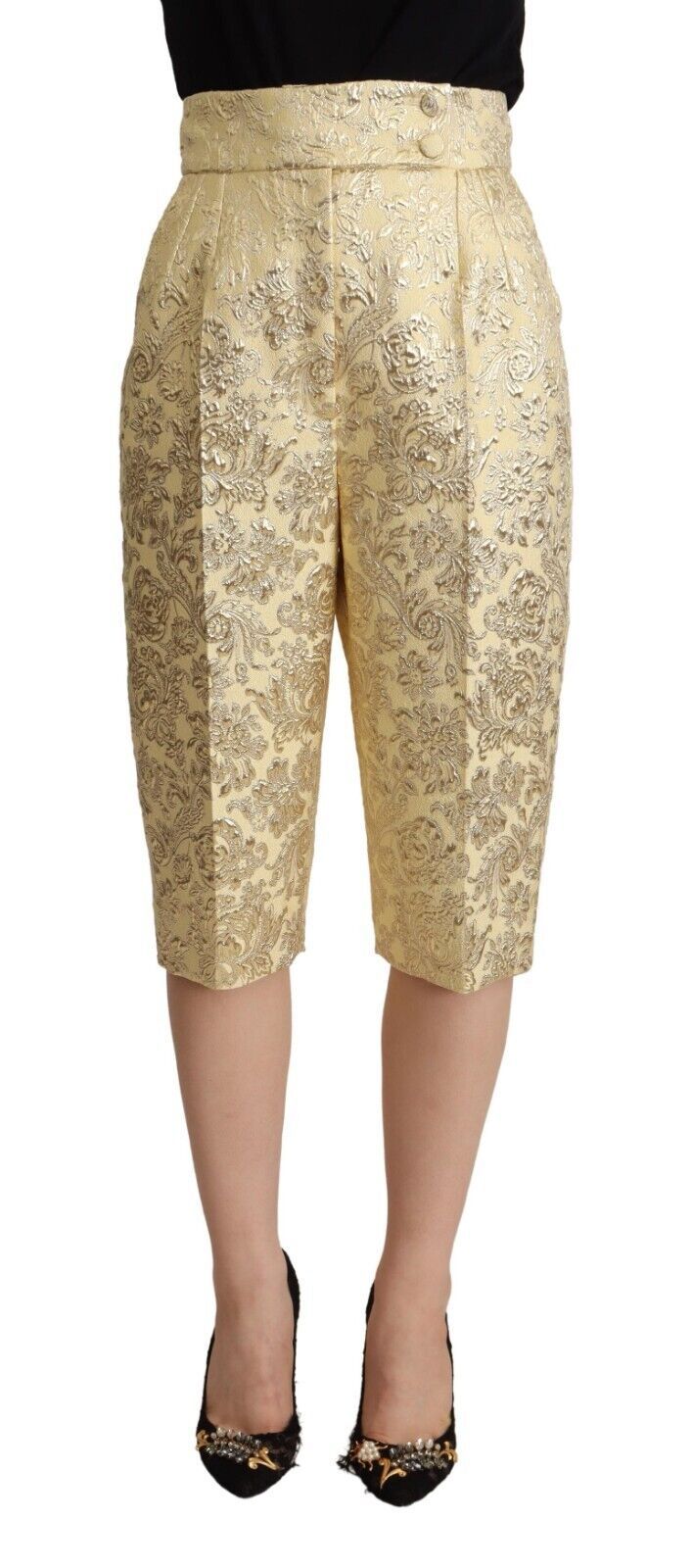 Dolce &amp; Gabbana Elegante beigefarbene, hoch taillierte Cropped-Hose