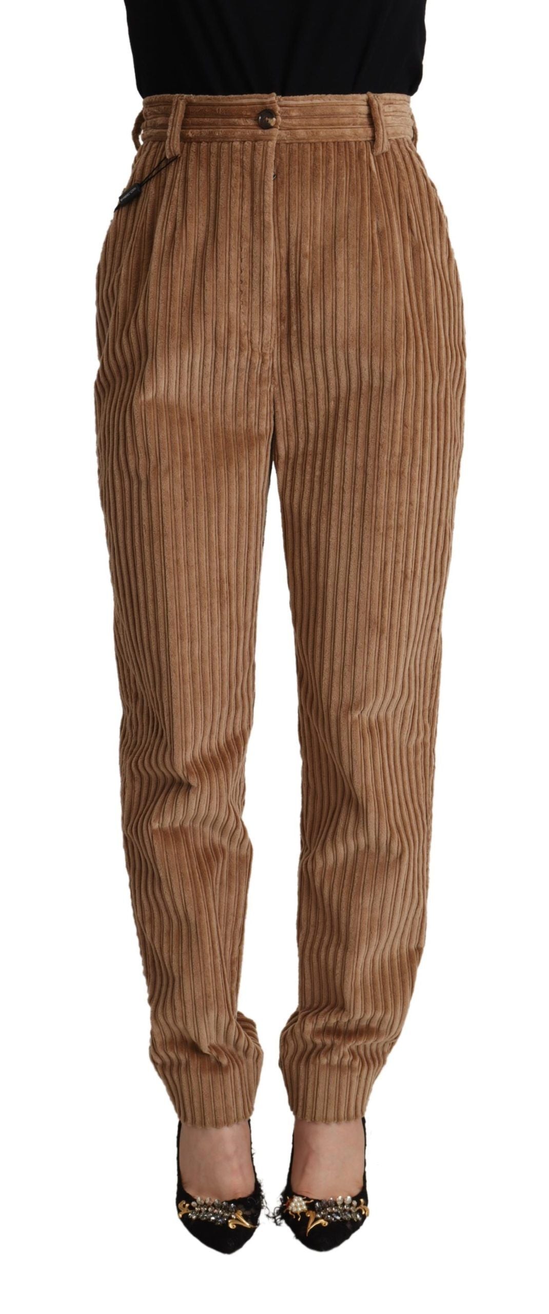Dolce &amp; Gabbana Elegante hoch taillierte, konisch zulaufende Cordhose