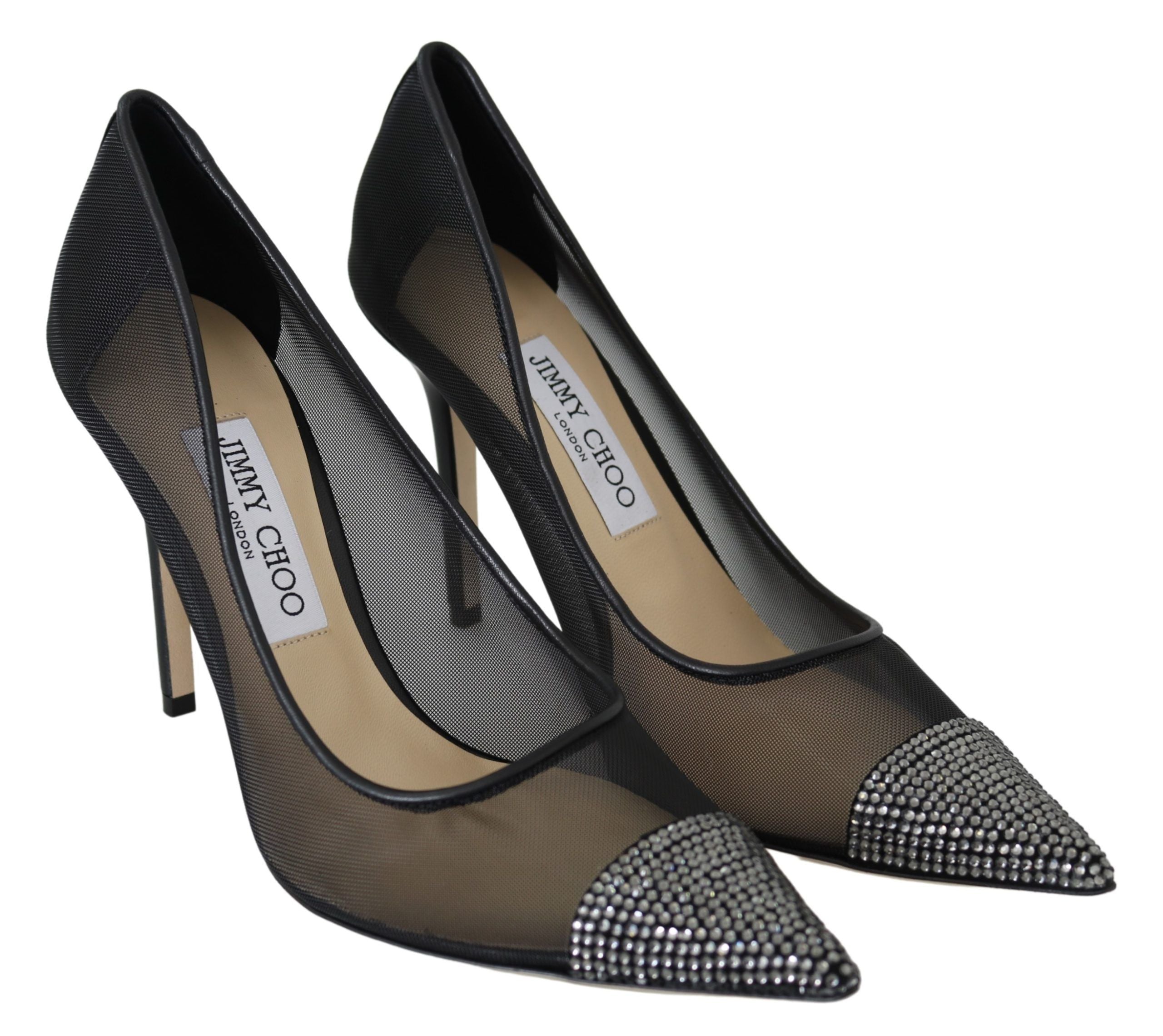 Jimmy Choo Elegante schwarze Mesh-Pumps mit Kristallen