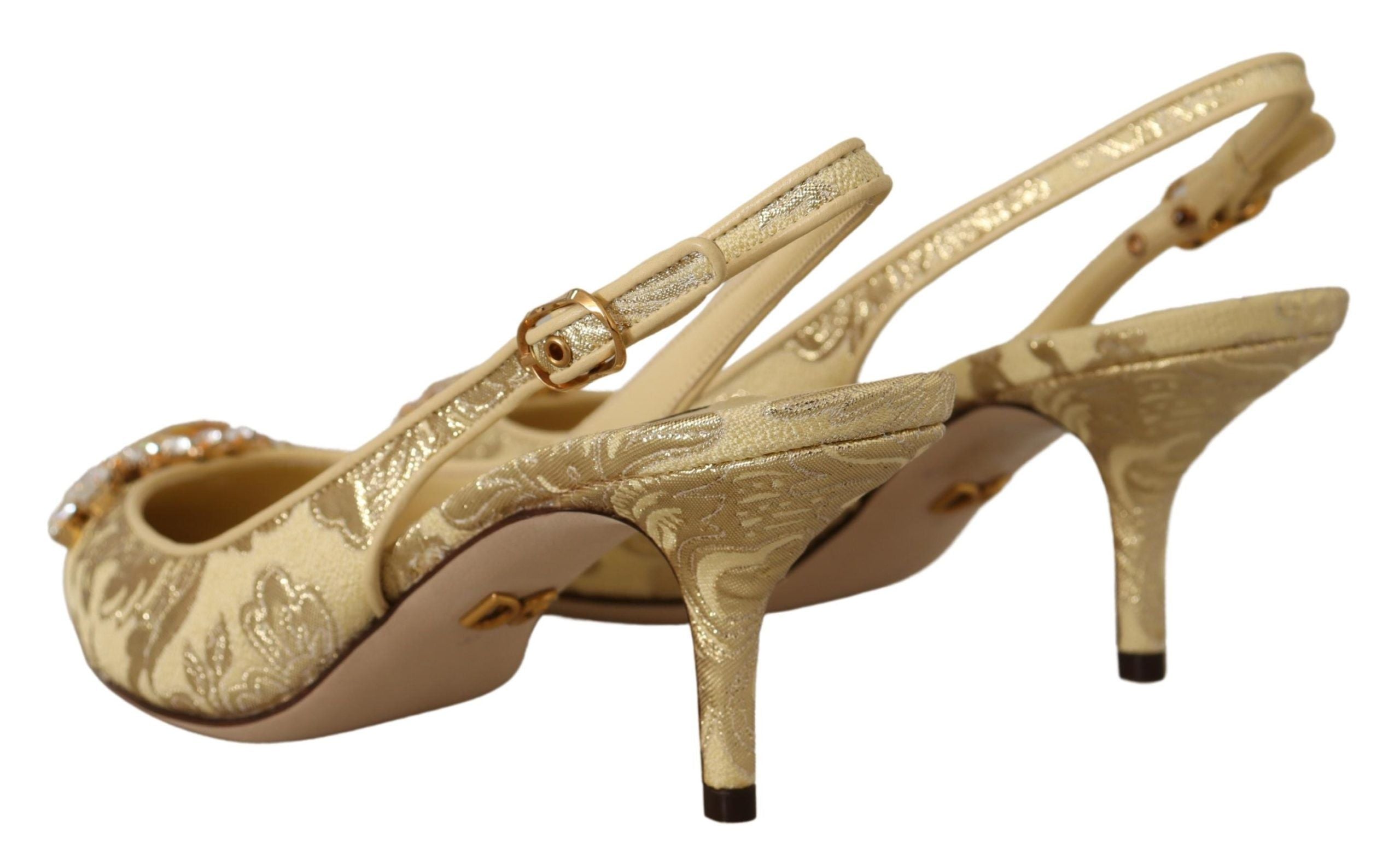 Dolce &amp; Gabbana – Slingback-Pumps mit glänzendem Goldkristall