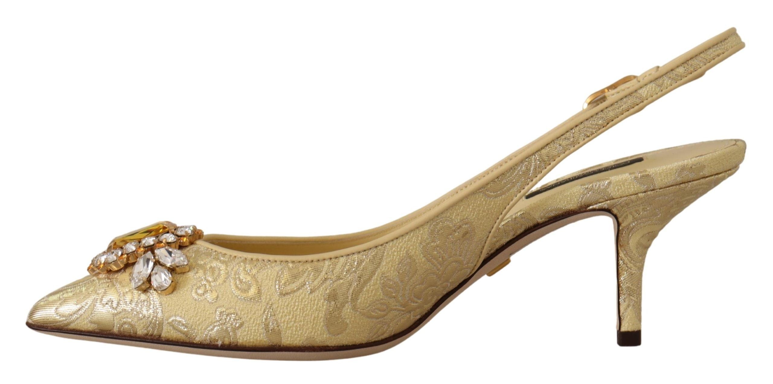 Dolce &amp; Gabbana – Slingback-Pumps mit glänzendem Goldkristall