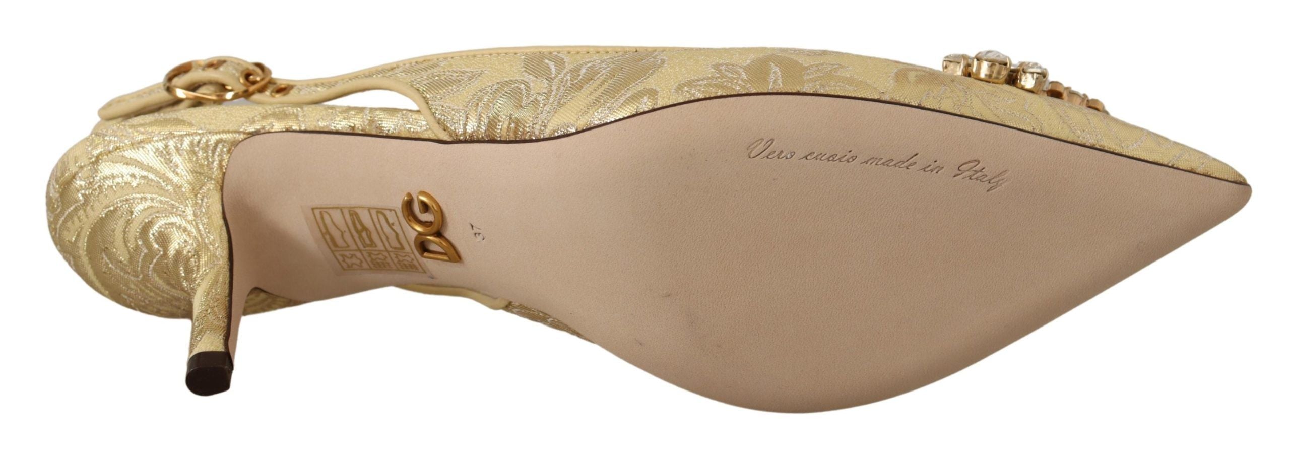 Dolce &amp; Gabbana – Slingback-Pumps mit glänzendem Goldkristall