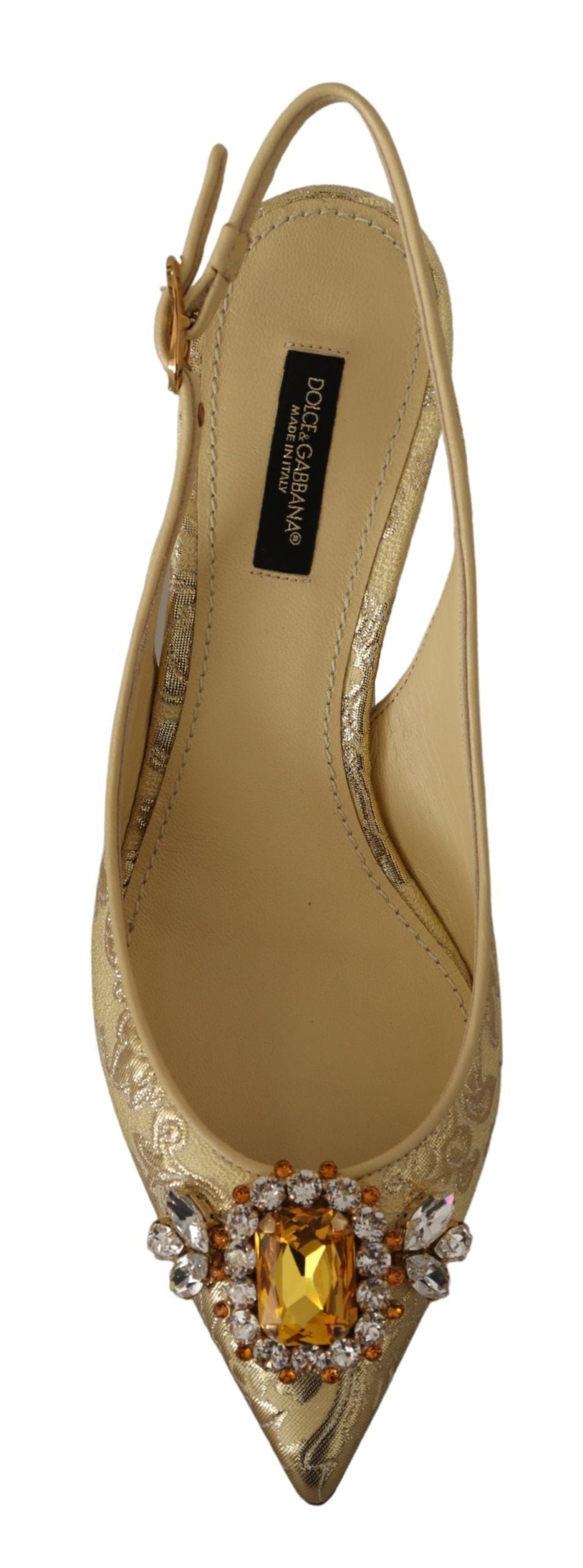 Dolce &amp; Gabbana – Slingback-Pumps mit glänzendem Goldkristall
