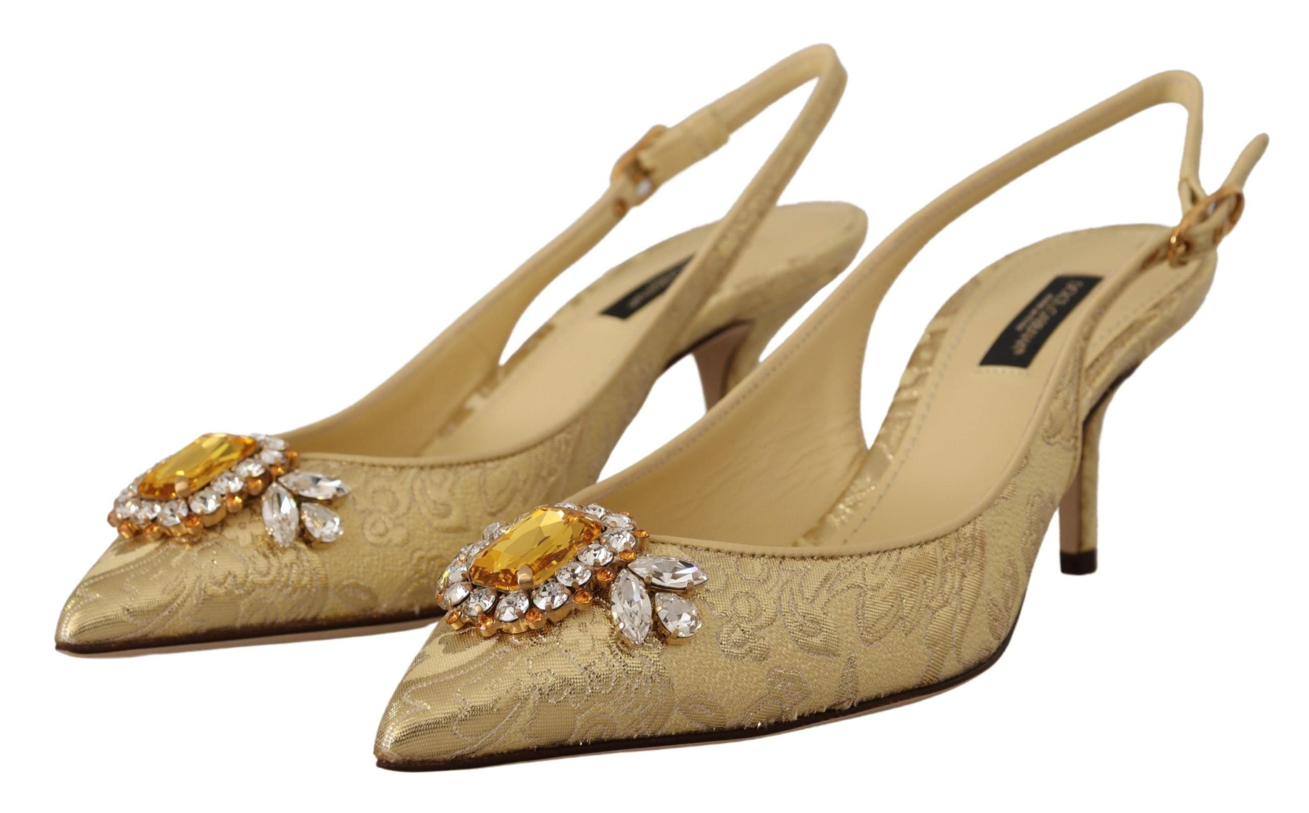 Dolce &amp; Gabbana – Slingback-Pumps mit glänzendem Goldkristall