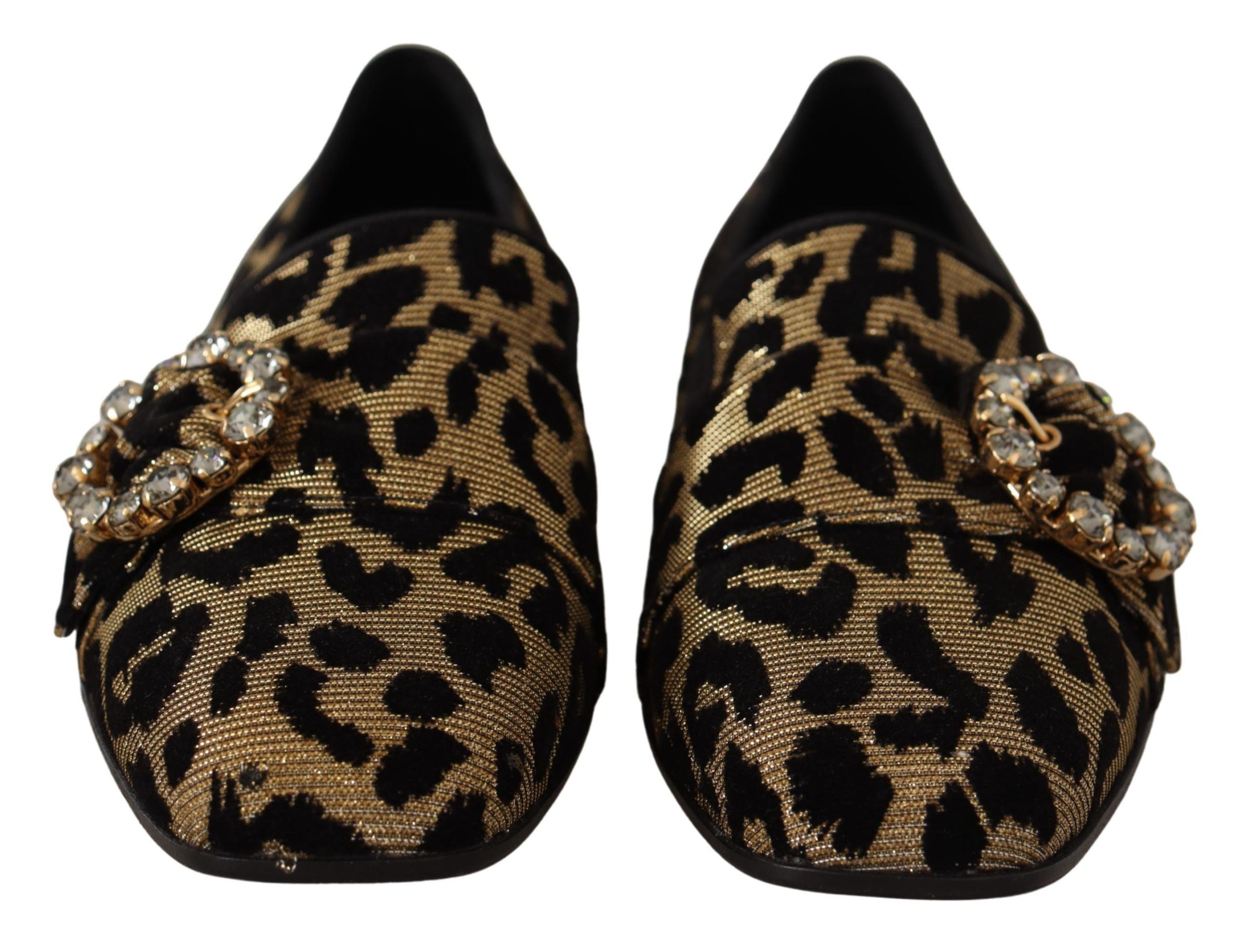 Dolce &amp; Gabbana Elegante Loafer mit Leopardenmuster und Kristallsteinen