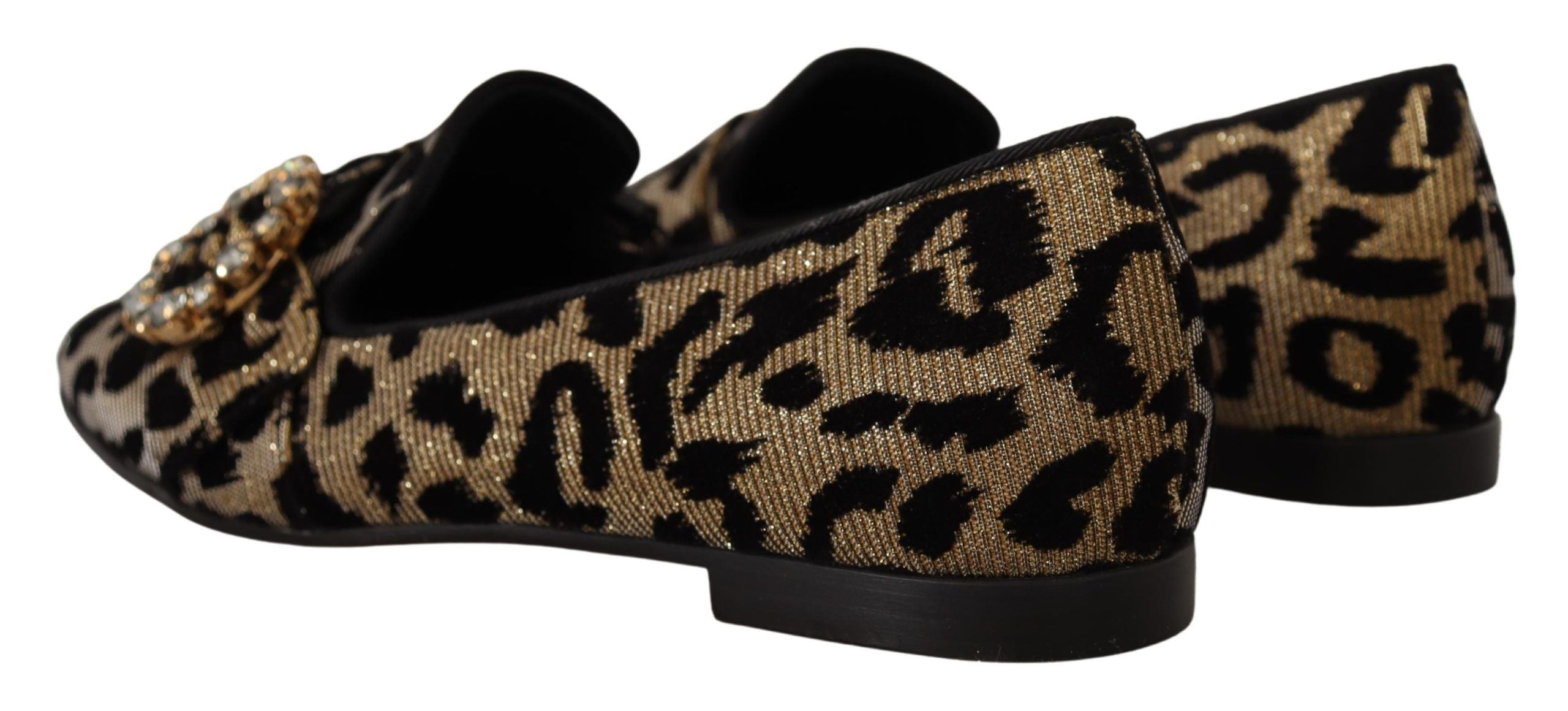 Dolce &amp; Gabbana Elegante Loafer mit Leopardenmuster und Kristallsteinen